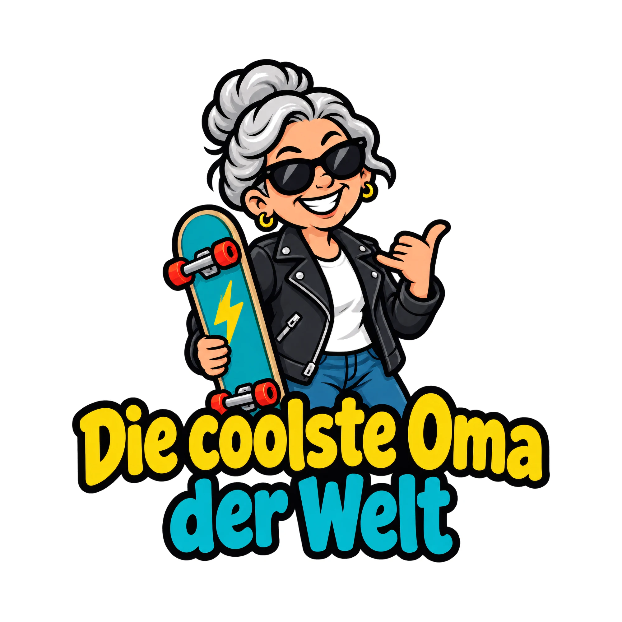 Bügelbild Die coolste Oma der Welt als Grafik auf weißem Hintergrund (BB019240)