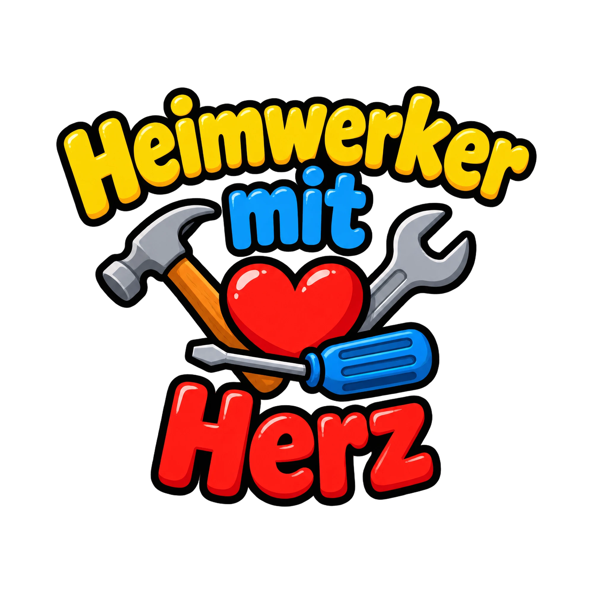 Bügelbild Heimwerker mit Herz, Hobby Shirt Spruch als Grafik auf weißem Hintergrund (BB016542)