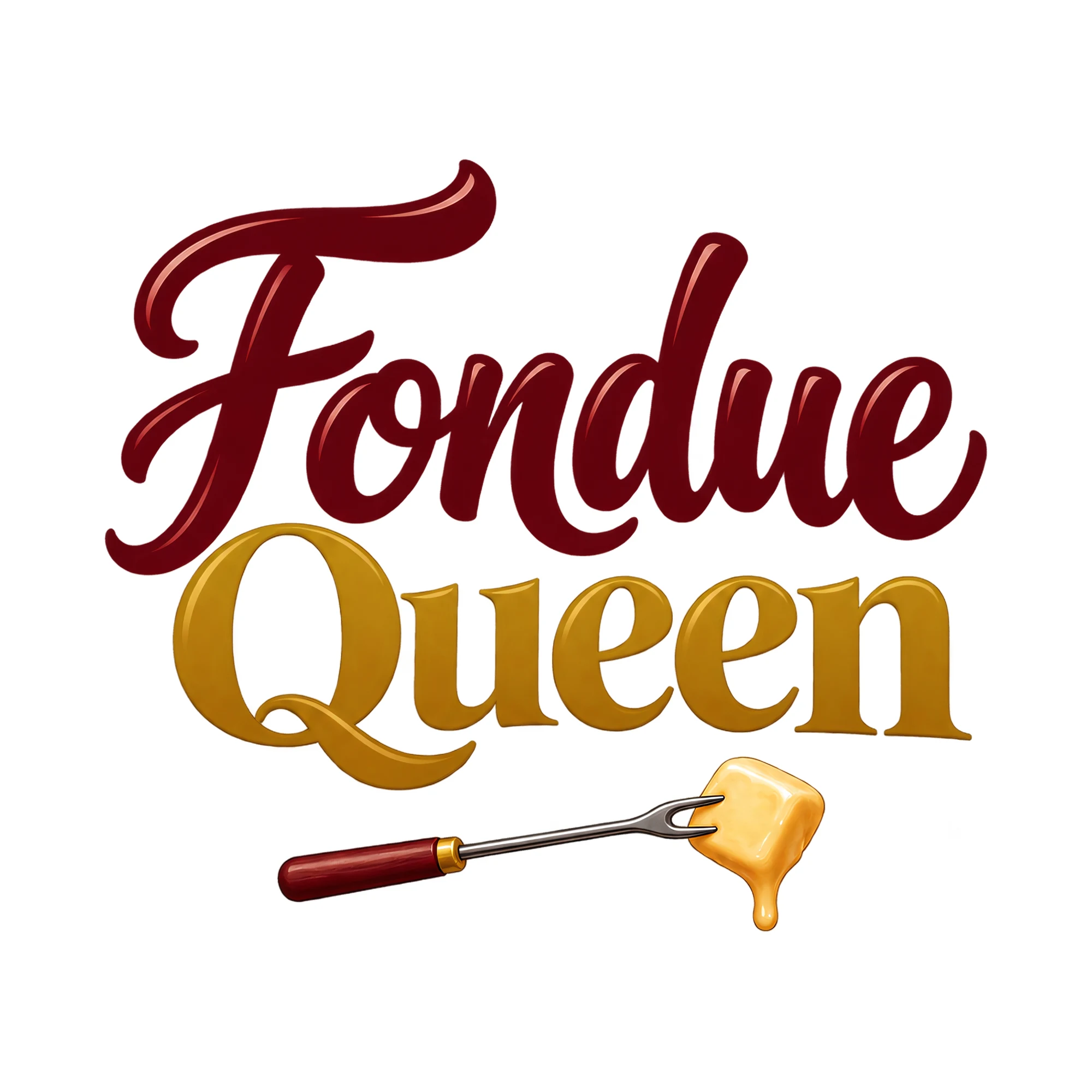 Bügelbild Fondue Queen, Lustiger Shirt Spruch als Grafik auf weißem Hintergrund (BB016048)