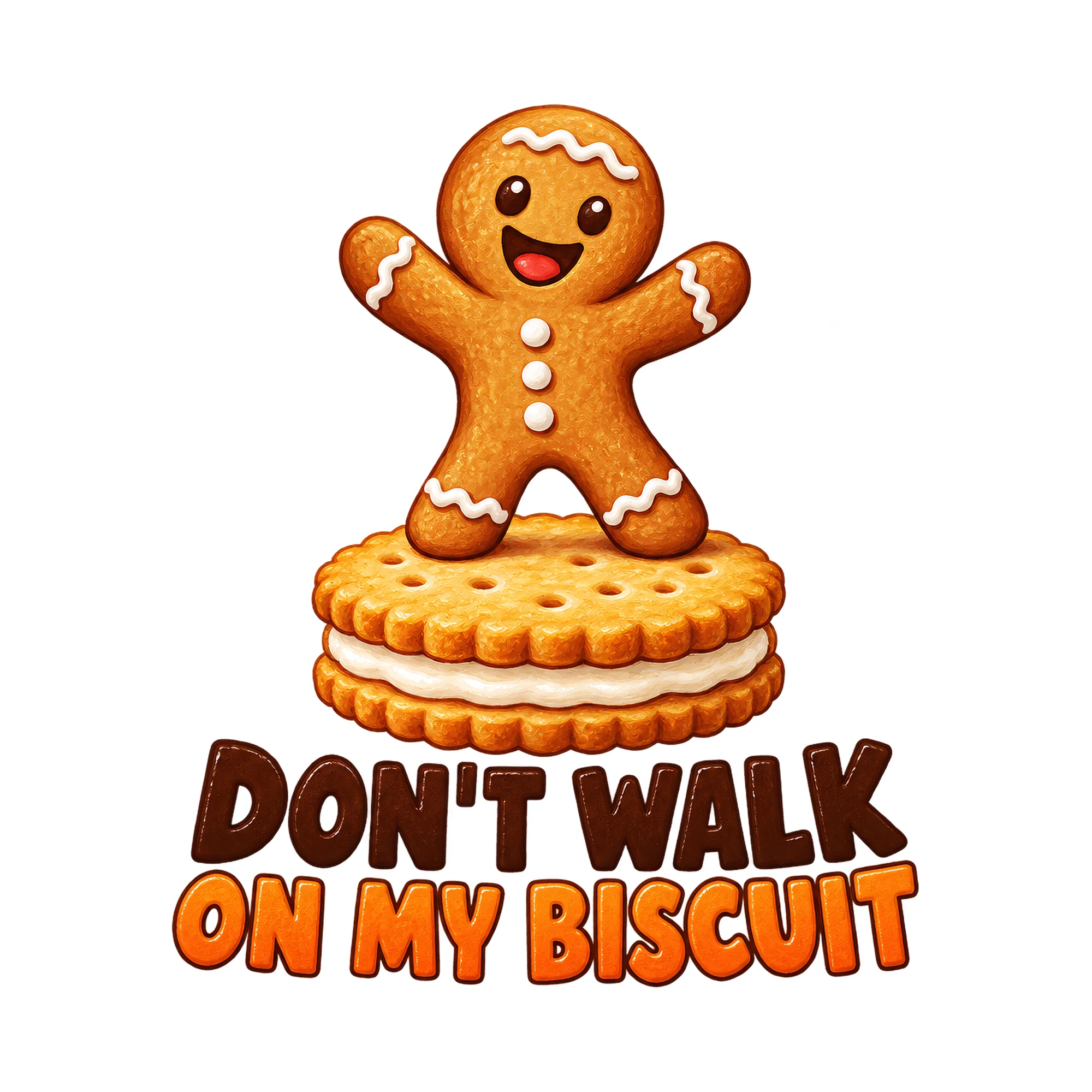 Bügelbild Don't Walk On My Biscuit, Lustiger Shirt Spruch als Grafik auf weißem Hintergrund (BB017787)