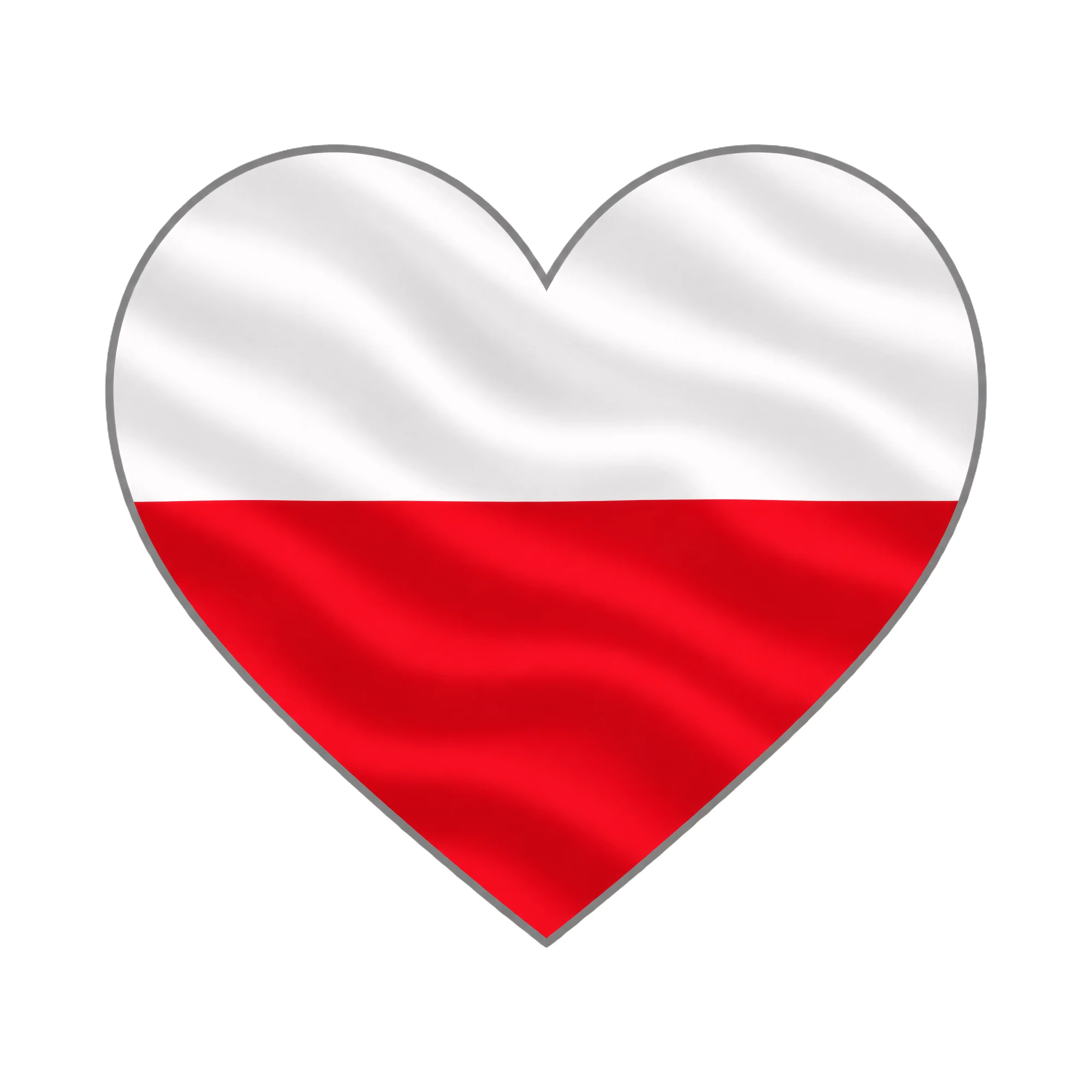 Bügelbild Herz-Flagge Polen, Lustiger Shirt Motiv als Grafik auf weißem Hintergrund (BB017091)