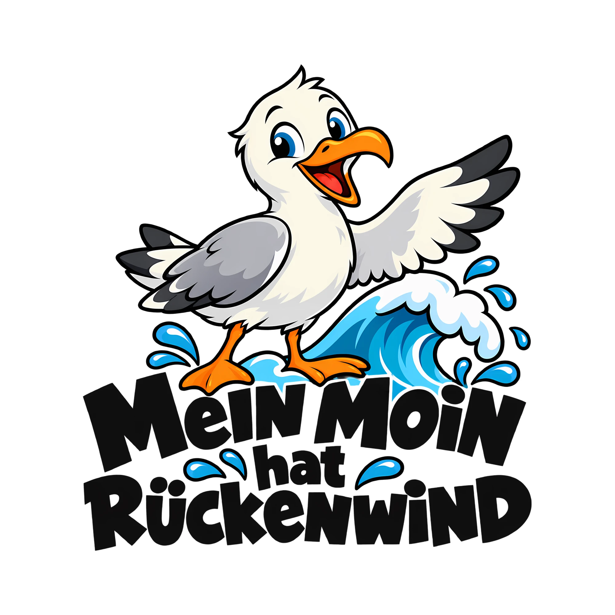 Bügelbild MEIN MOIN hat RÜCKENWIND als Grafik auf weißem Hintergrund (BB014561)