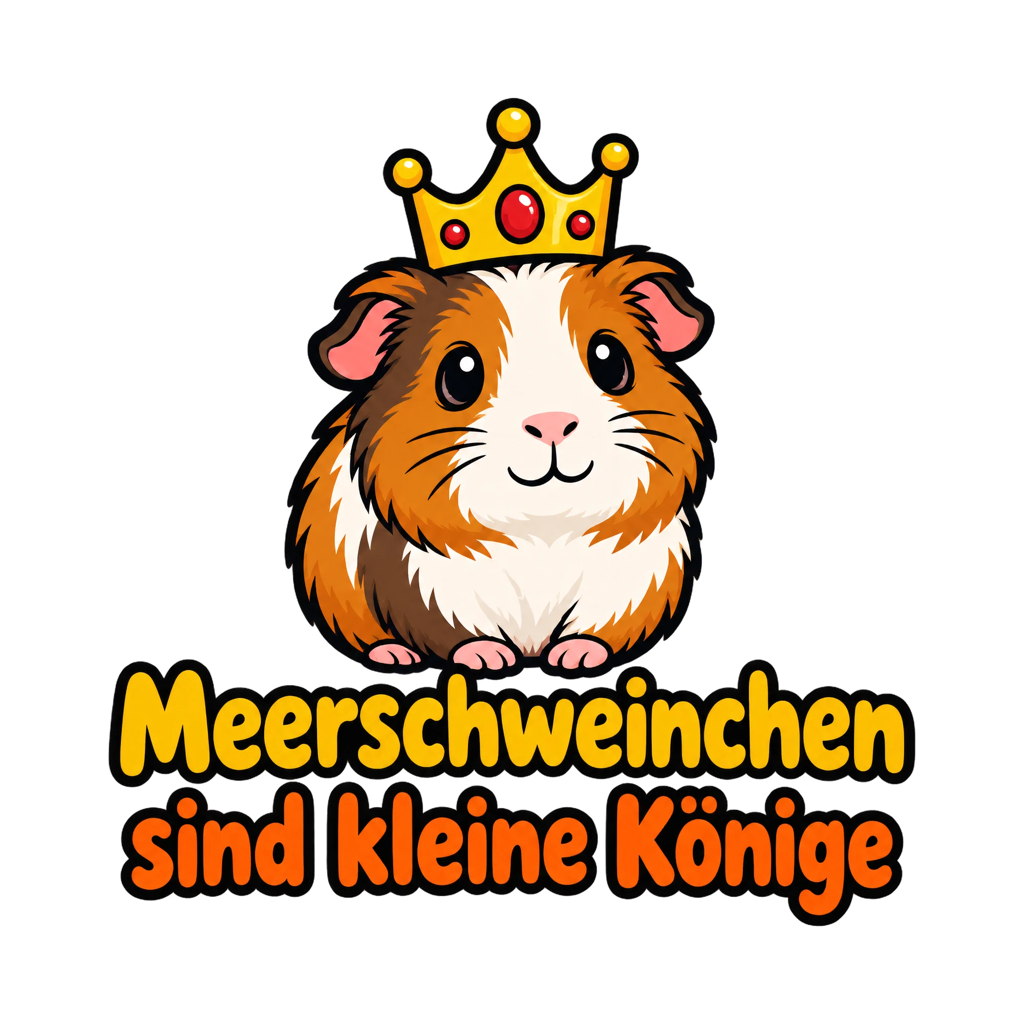 Bügelbild Meerschweinchen sind kleine Könige als Grafik auf weißem Hintergrund (BB019793)