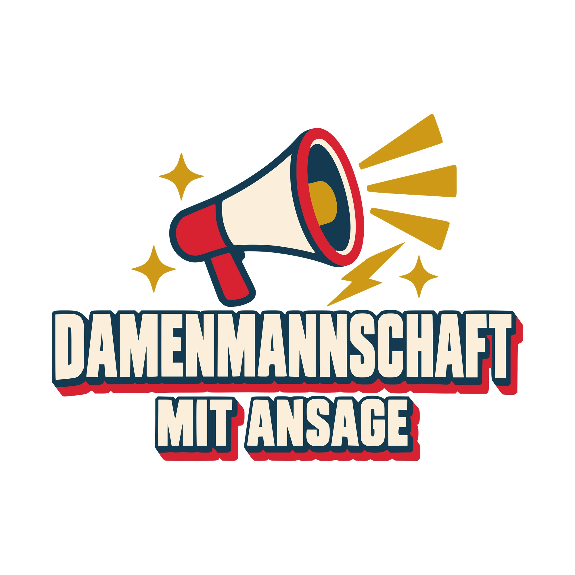 Bügelbild Damenmannschaft mit Ansage als Grafik auf weißem Hintergrund (BB010618)