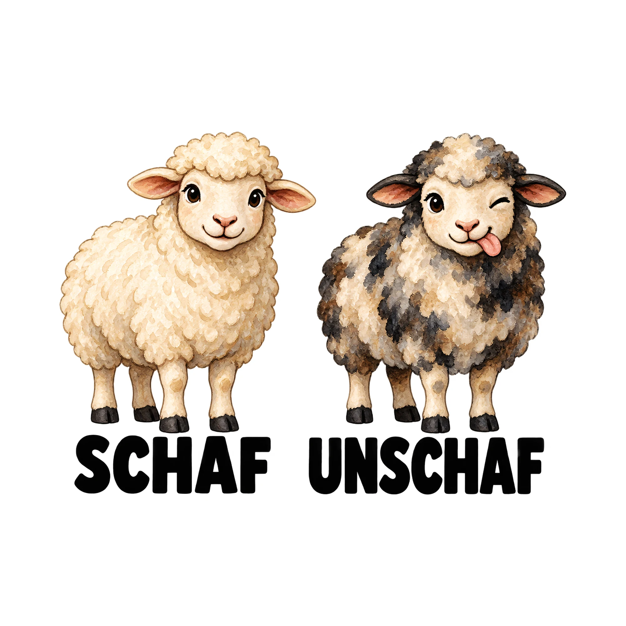 Bügelbild Schaf Unschaf, Tiere Shirt Spruch als Grafik auf weißem Hintergrund (BB016129)