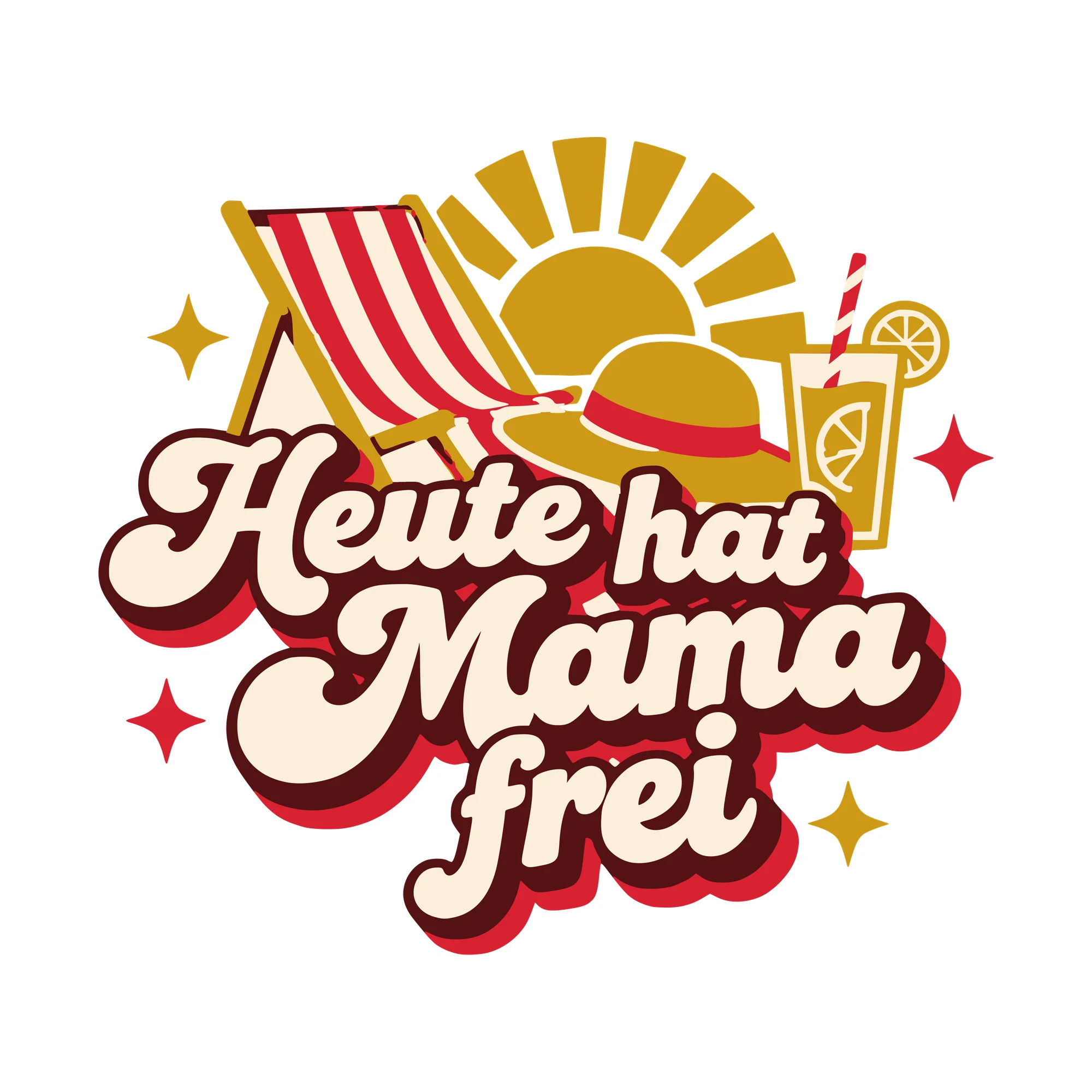 Bügelbild Heute hat Mama frei als Grafik auf weißem Hintergrund (BB010628)