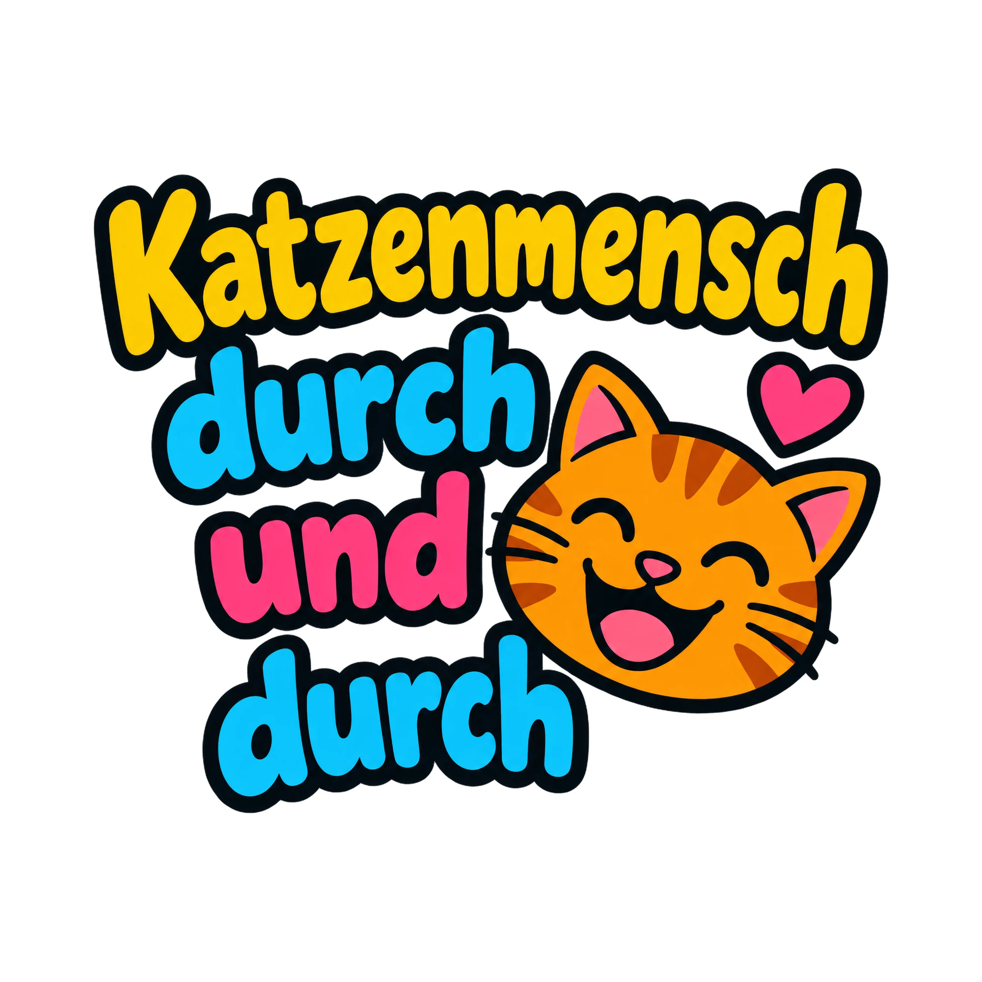 Bügelbild Katzenmensch durch und durch als Grafik auf weißem Hintergrund (BB018560)