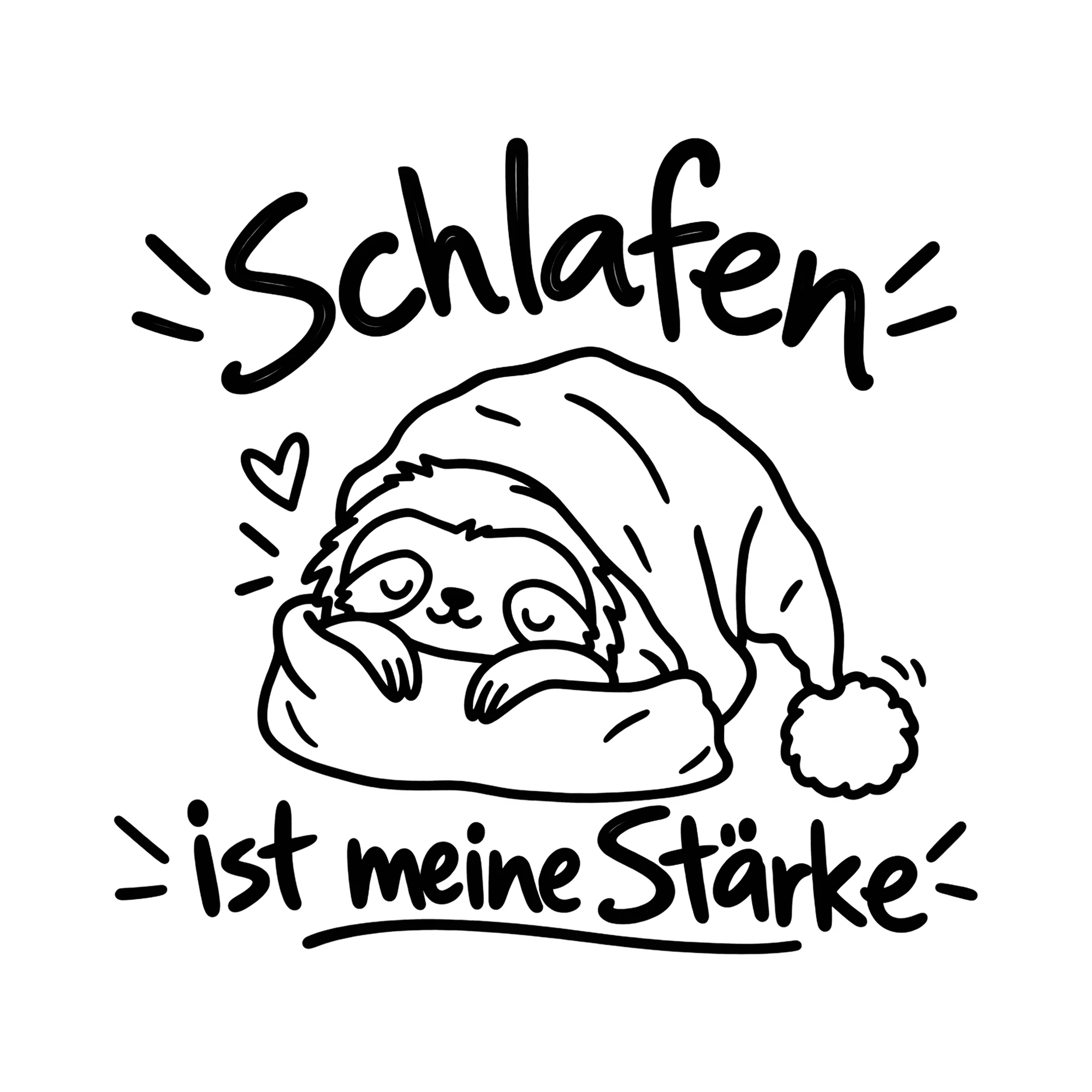 Bügelbild Schlafen ist meine Stärke als Grafik auf weißem Hintergrund (BB012996)