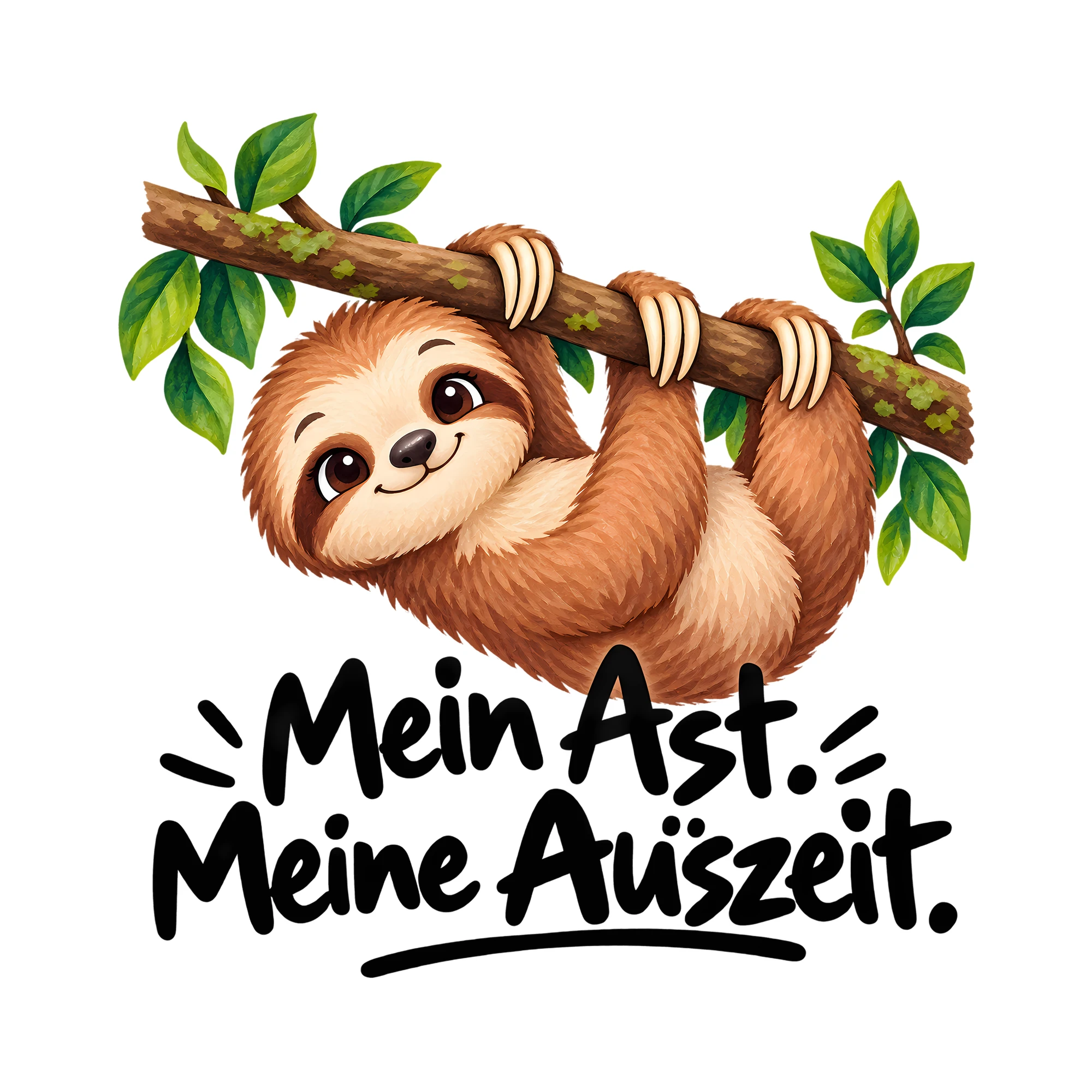 Bügelbild Mein Ast. Meine Auszeit. als Grafik auf weißem Hintergrund (BB012974)
