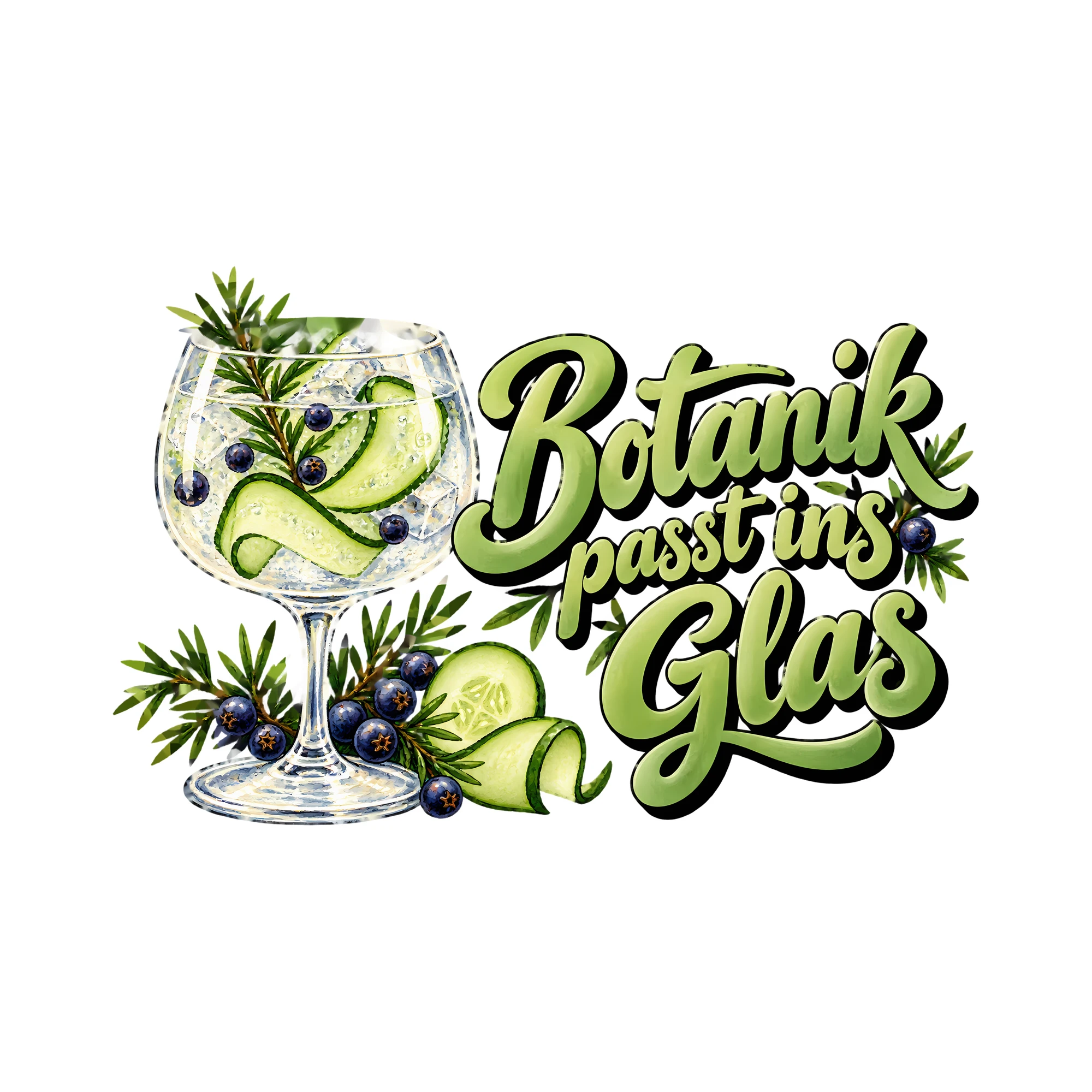 Bügelbild Botanik passt ins Glas als Grafik auf weißem Hintergrund (BB011937)