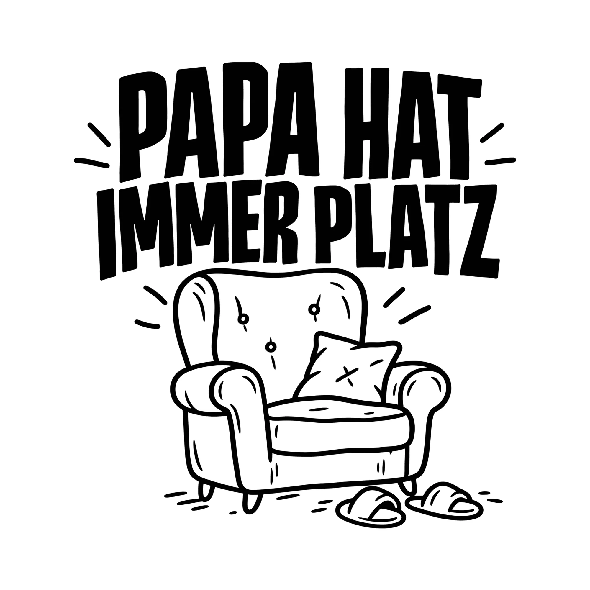 Bügelbild PAPA HAT IMMER PLATZ als Grafik auf weißem Hintergrund (BB012384)