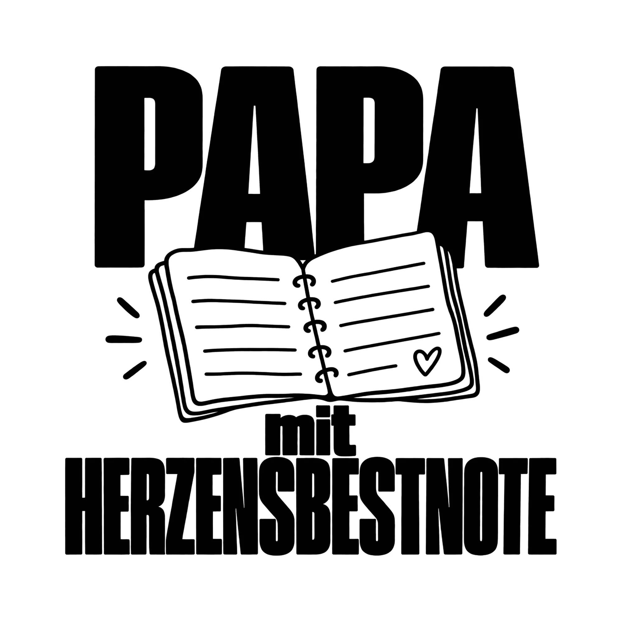Bügelbild Papa mit Herzensbestnote als Grafik auf weißem Hintergrund (BB012446)