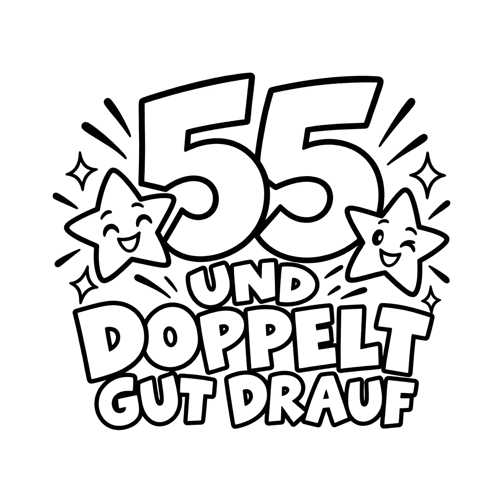 Bügelbild 55 UND DOPPELT GUT DRAUF als Grafik auf weißem Hintergrund (BB012148)