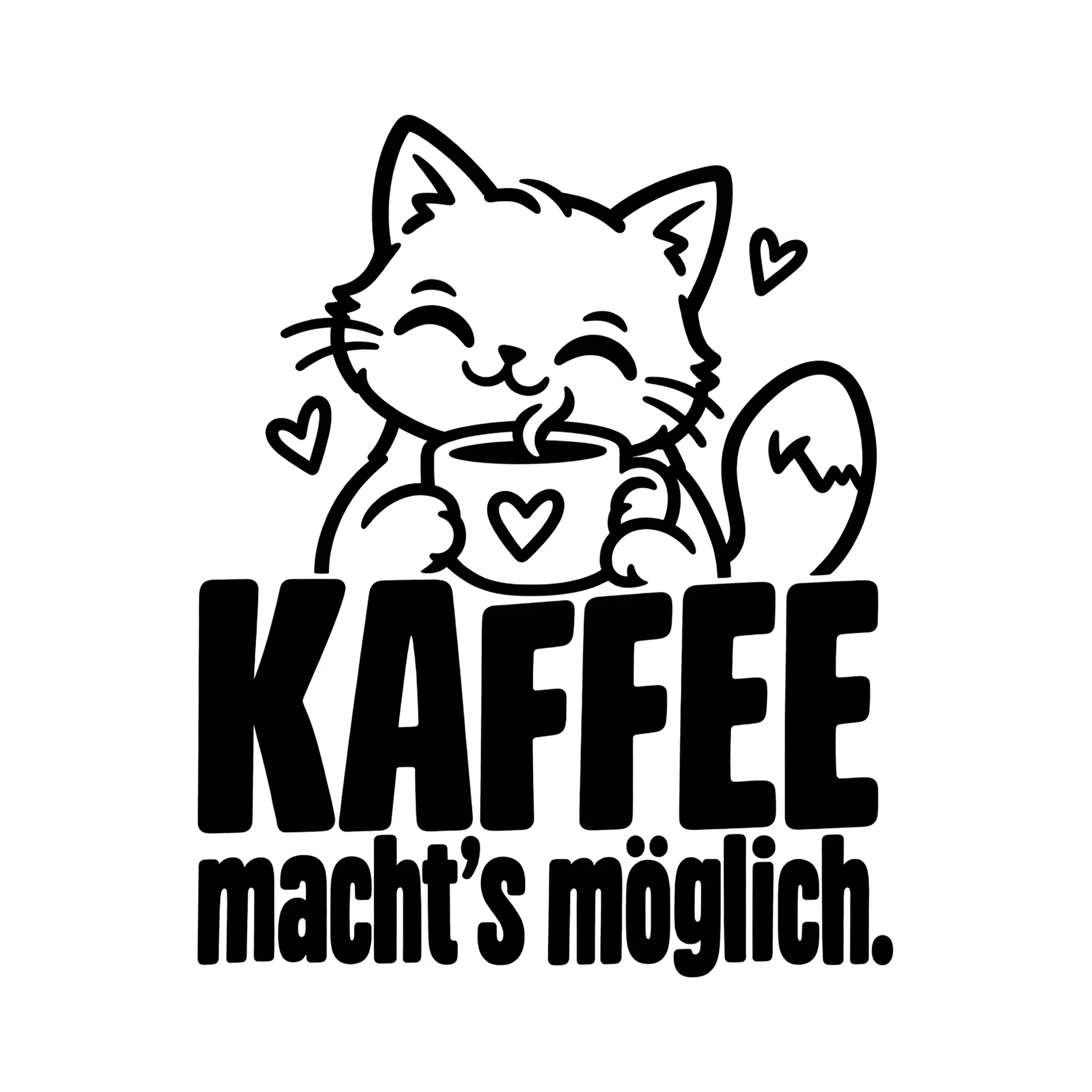 Bügelbild Kaffee macht’s möglich als Grafik auf weißem Hintergrund (BB012114)