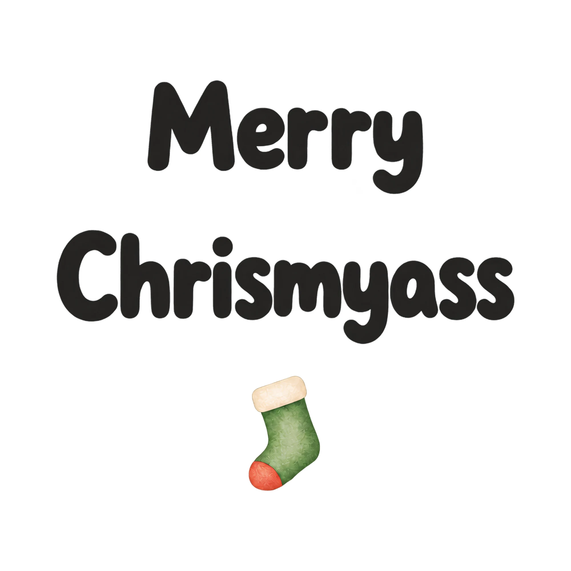 Bügelbild Merry Chrismyass als Grafik auf weißem Hintergrund (BB021355)