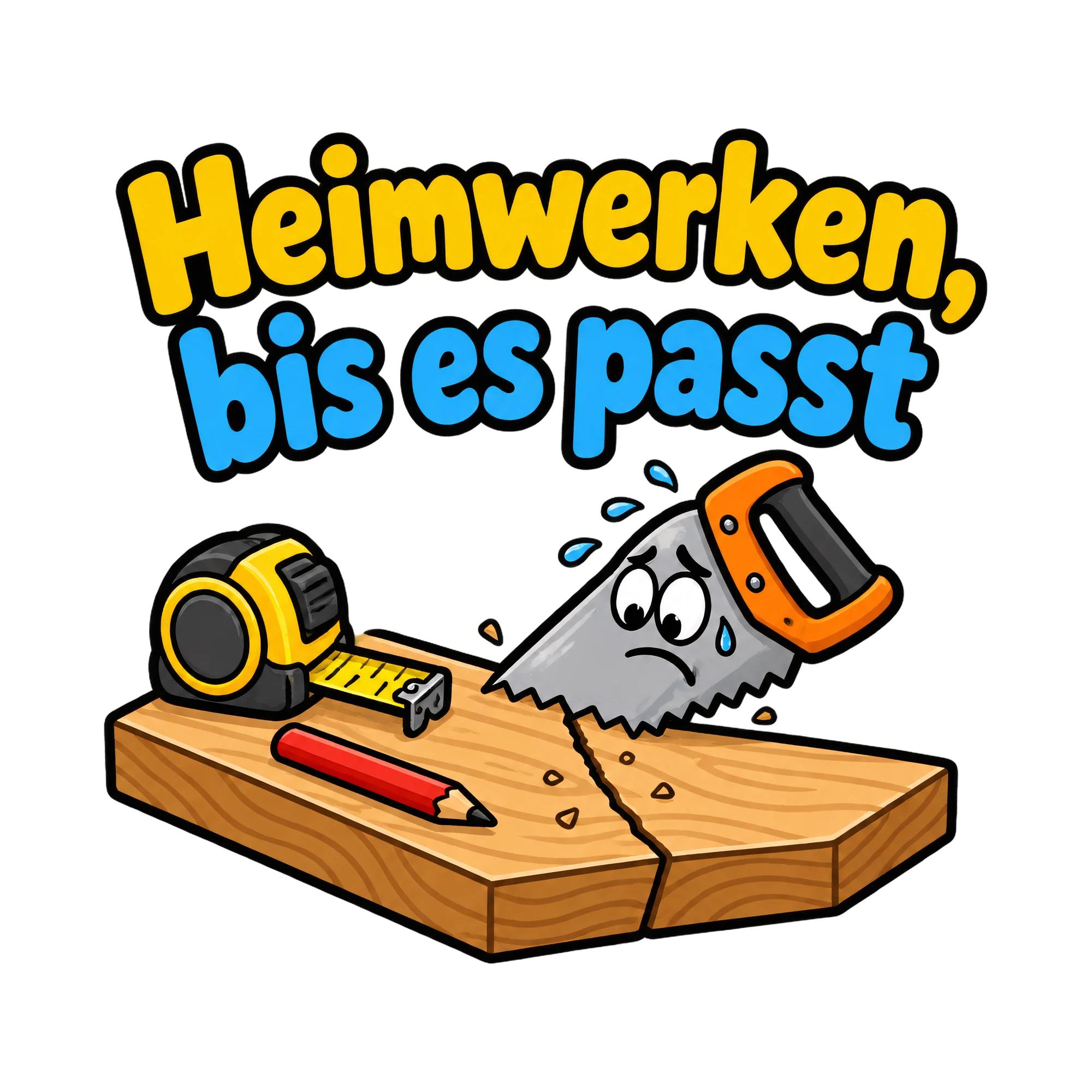 Bügelbild Heimwerken, bis es passt als Grafik auf weißem Hintergrund (BB018518)