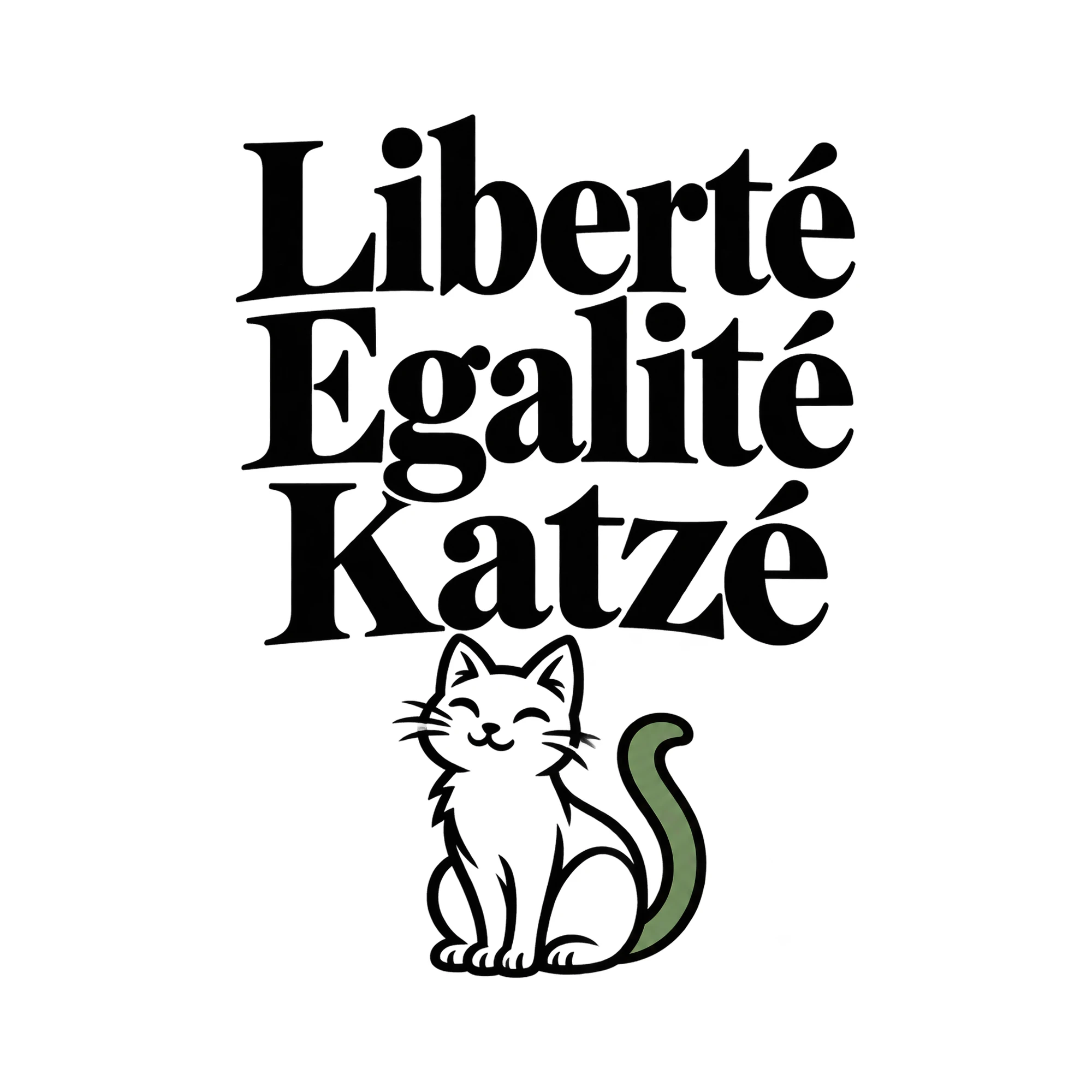 Bügelbild „Liberté Egalité Katzé“ | Tiere Shirt Spruch als Grafik auf weißem Hintergrund (BB016088)