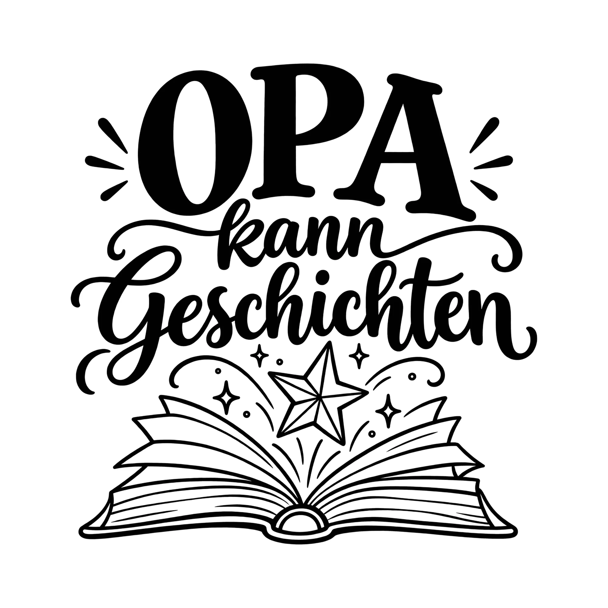 Bügelbild Opa kann Geschichten als Grafik auf weißem Hintergrund (BB012491)