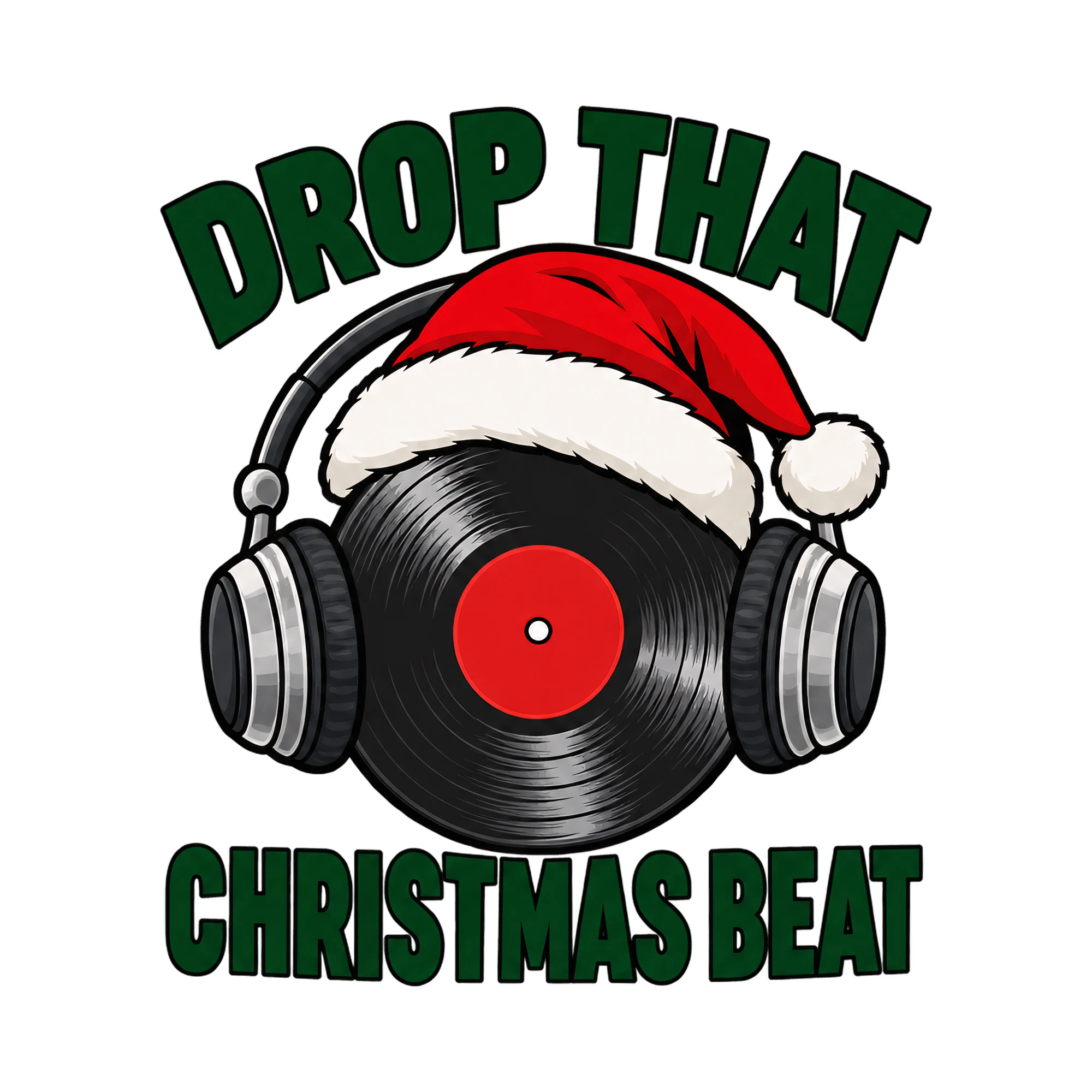 Bügelbild Drop That Christmas Beat, Weihnachten Shirt Motiv als Grafik auf weißem Hintergrund (BB017832)