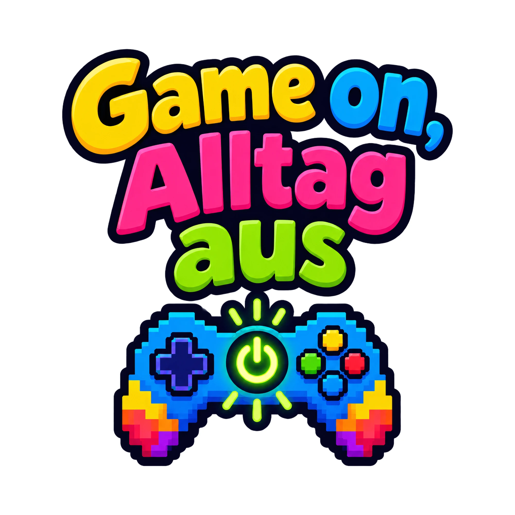 Bügelbild Game on, Alltag aus, Hobby Shirt Spruch als Grafik auf weißem Hintergrund (BB016523)