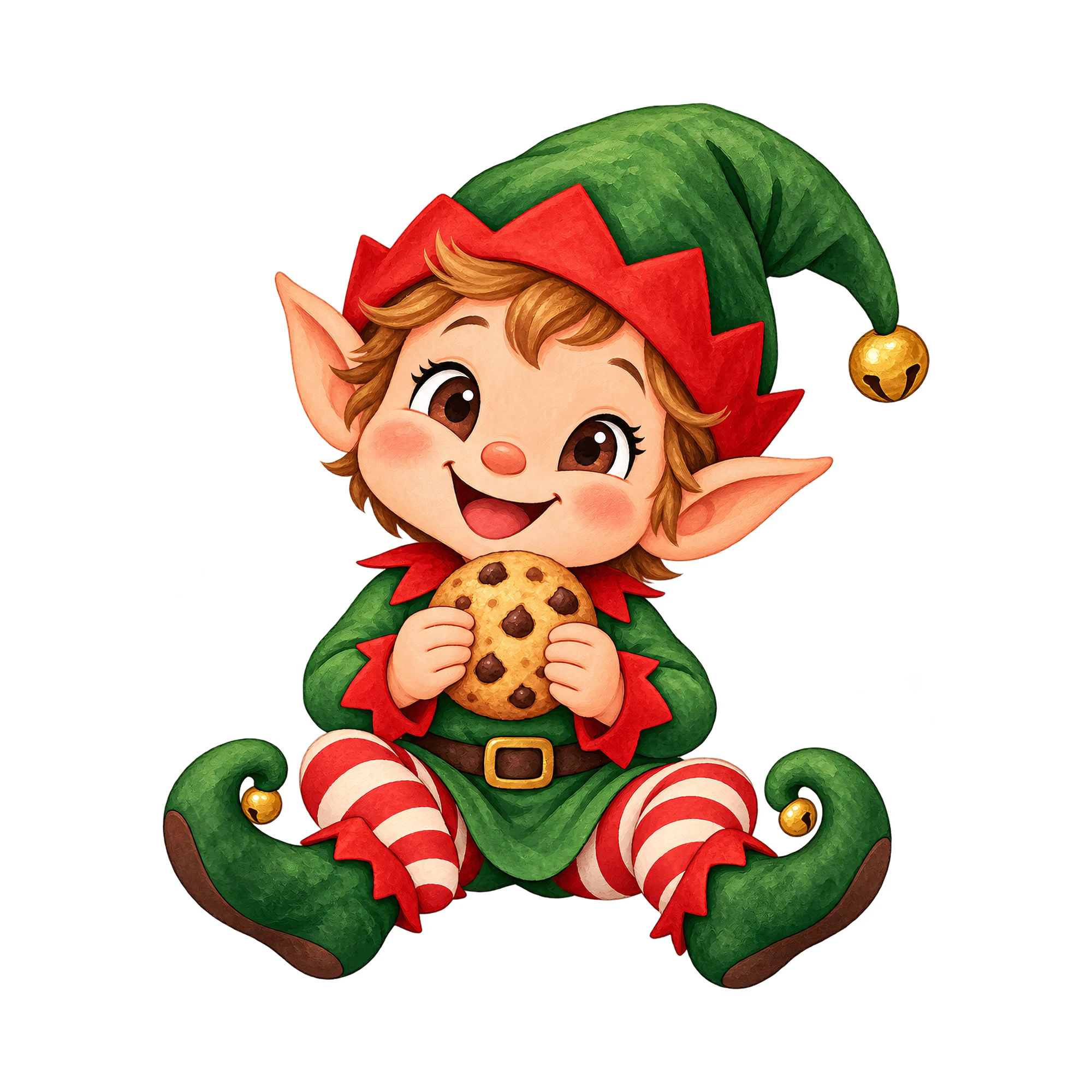 Bügelbild Hungriger Elf, Weihnachten Shirt Motiv als Grafik auf weißem Hintergrund (BB014818)