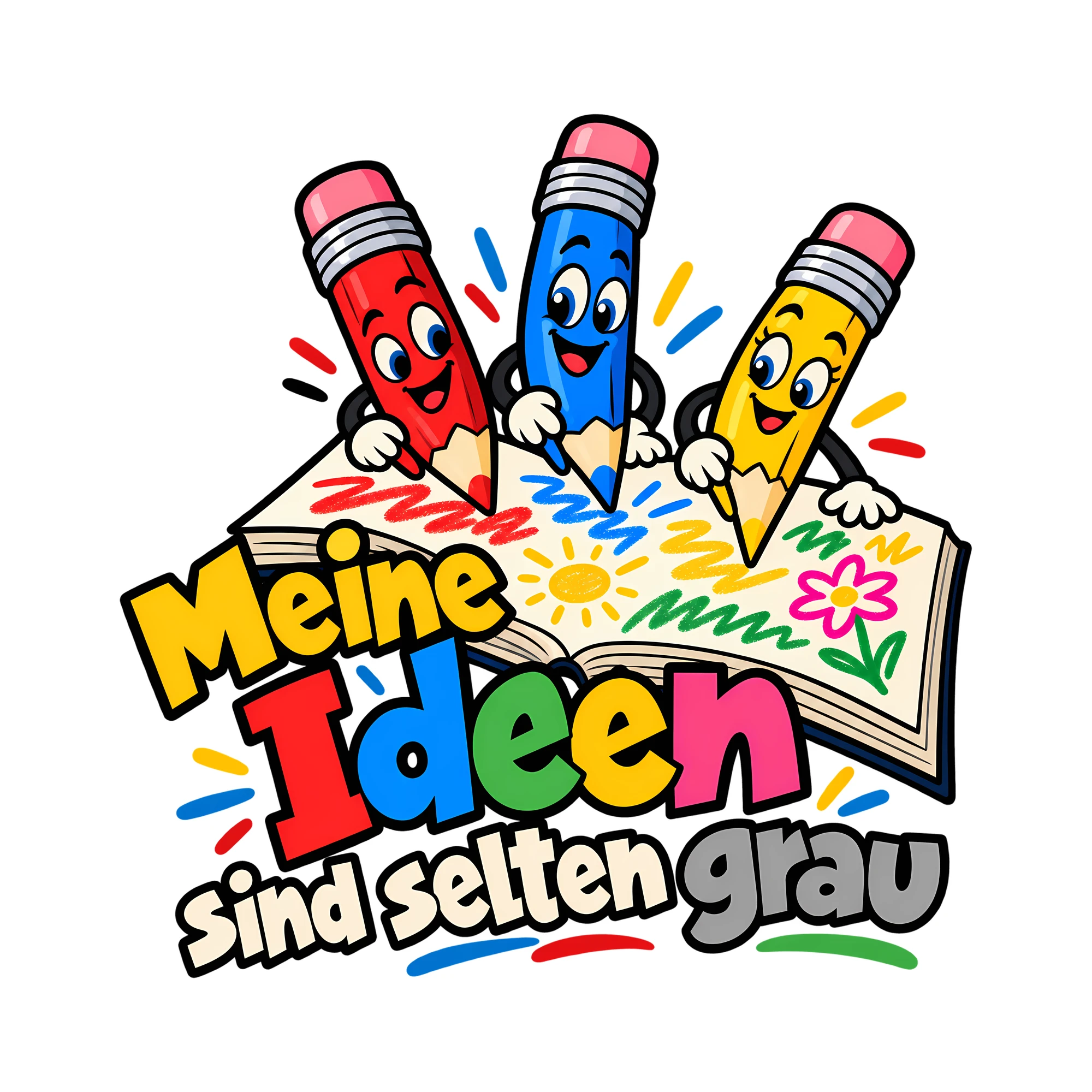 Bügelbild Meine Ideen sind selten grau als Grafik auf weißem Hintergrund (BB011707)