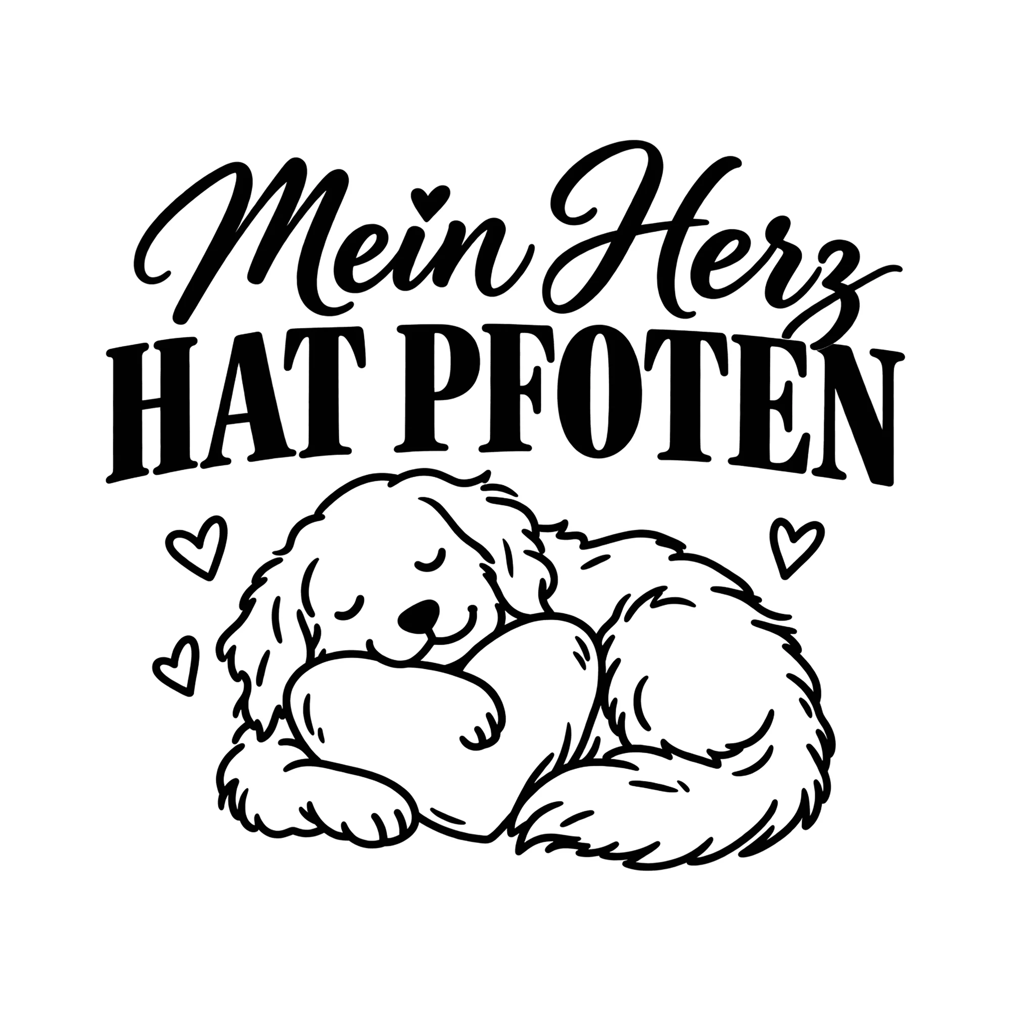 Bügelbild Mein Herz hat Pfoten als Grafik auf weißem Hintergrund (BB013402)