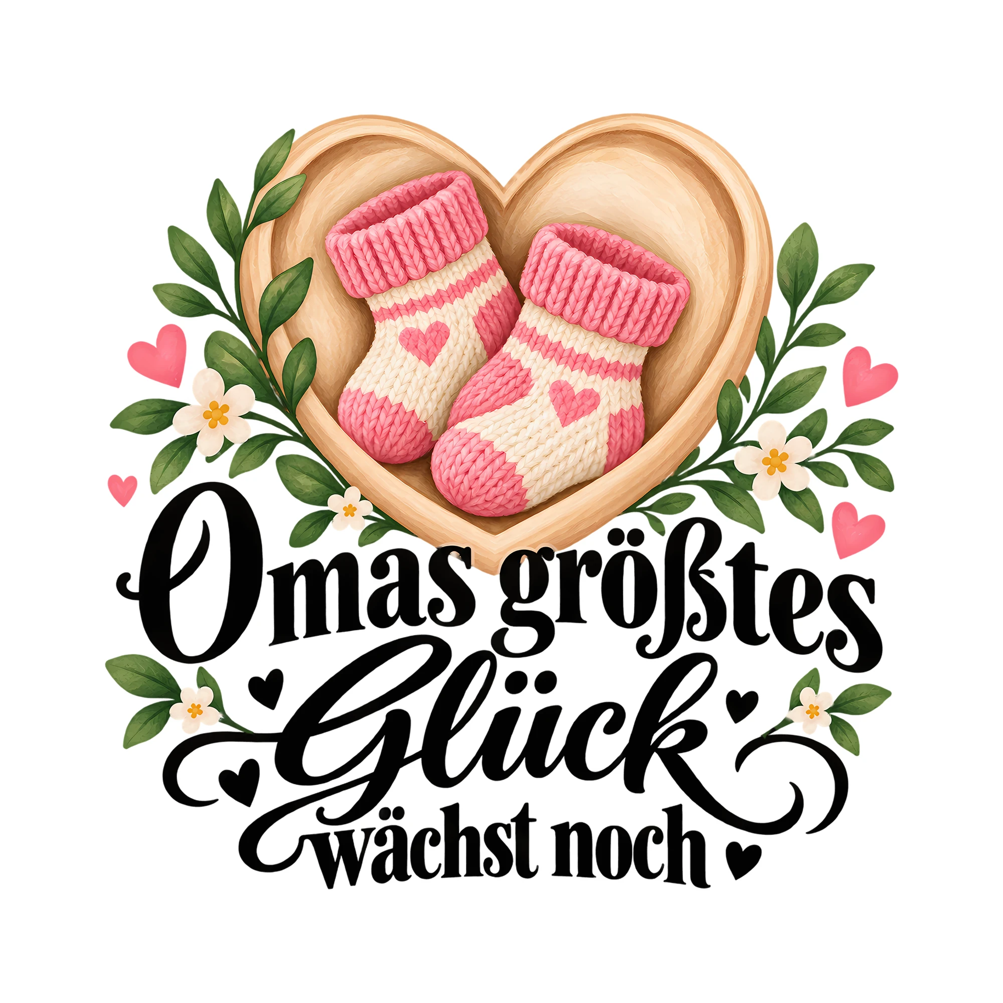 Bügelbild Omas größtes Glück wächst noch als Grafik auf weißem Hintergrund (BB011797)