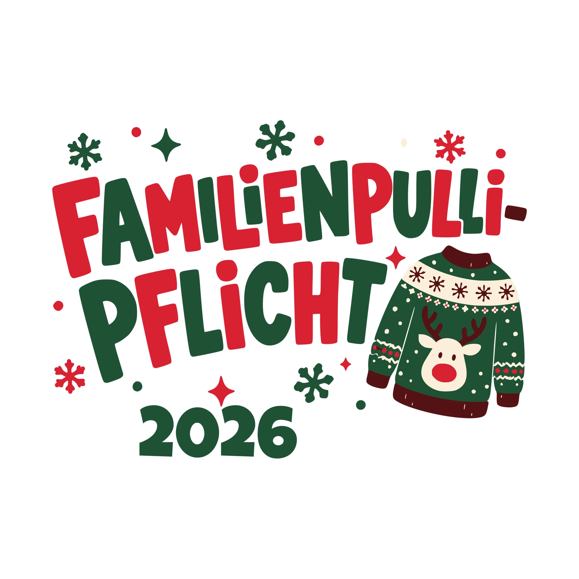 Bügelbild Familienpulli-Pflicht mit Jahr als Grafik auf weißem Hintergrund (BB010361)