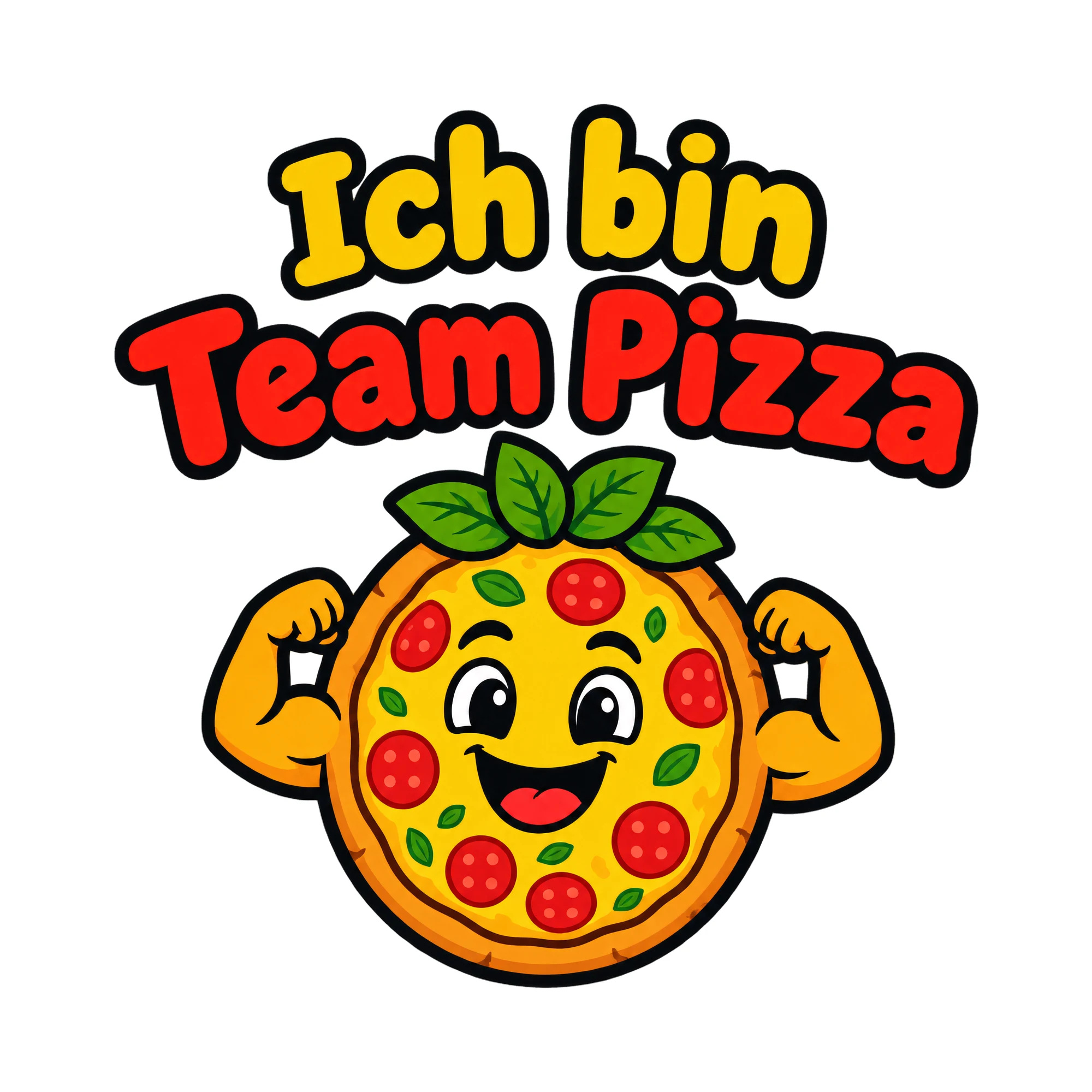 Bügelbild Ich bin Team Pizza als Grafik auf weißem Hintergrund (BB019631)