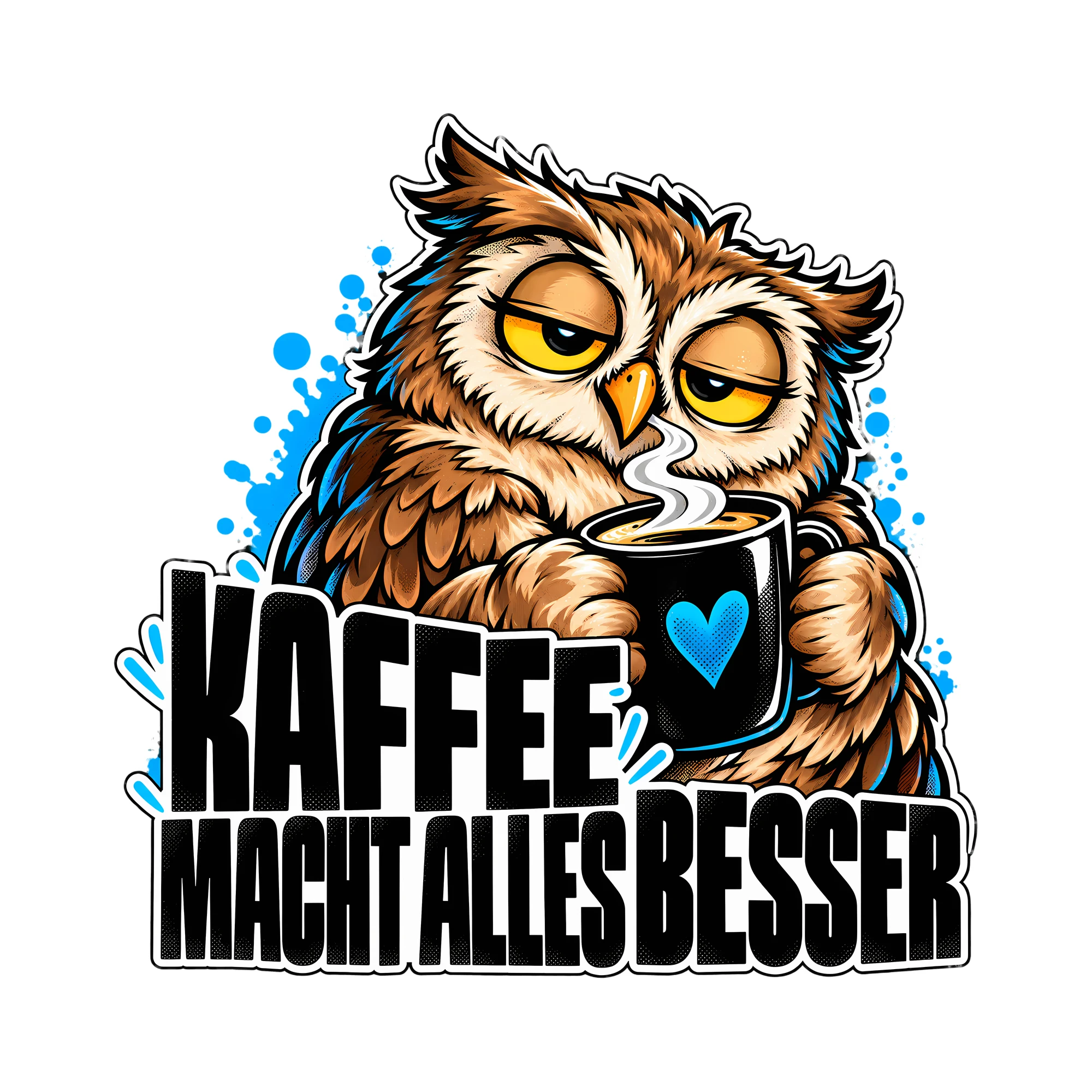 Bügelbild Kaffee macht alles besser als Grafik auf weißem Hintergrund (BB012108)