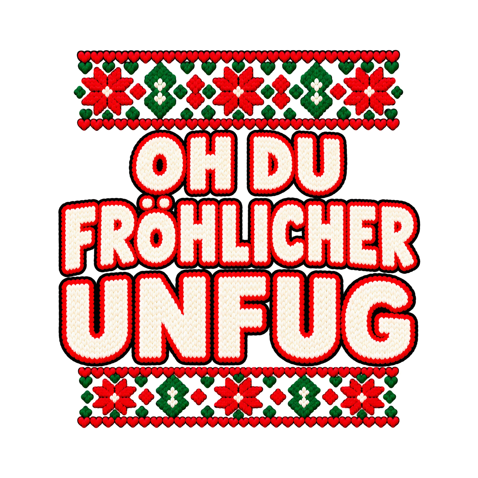Bügelbild Oh du fröhlicher Unfug als Grafik auf weißem Hintergrund (BB011416)