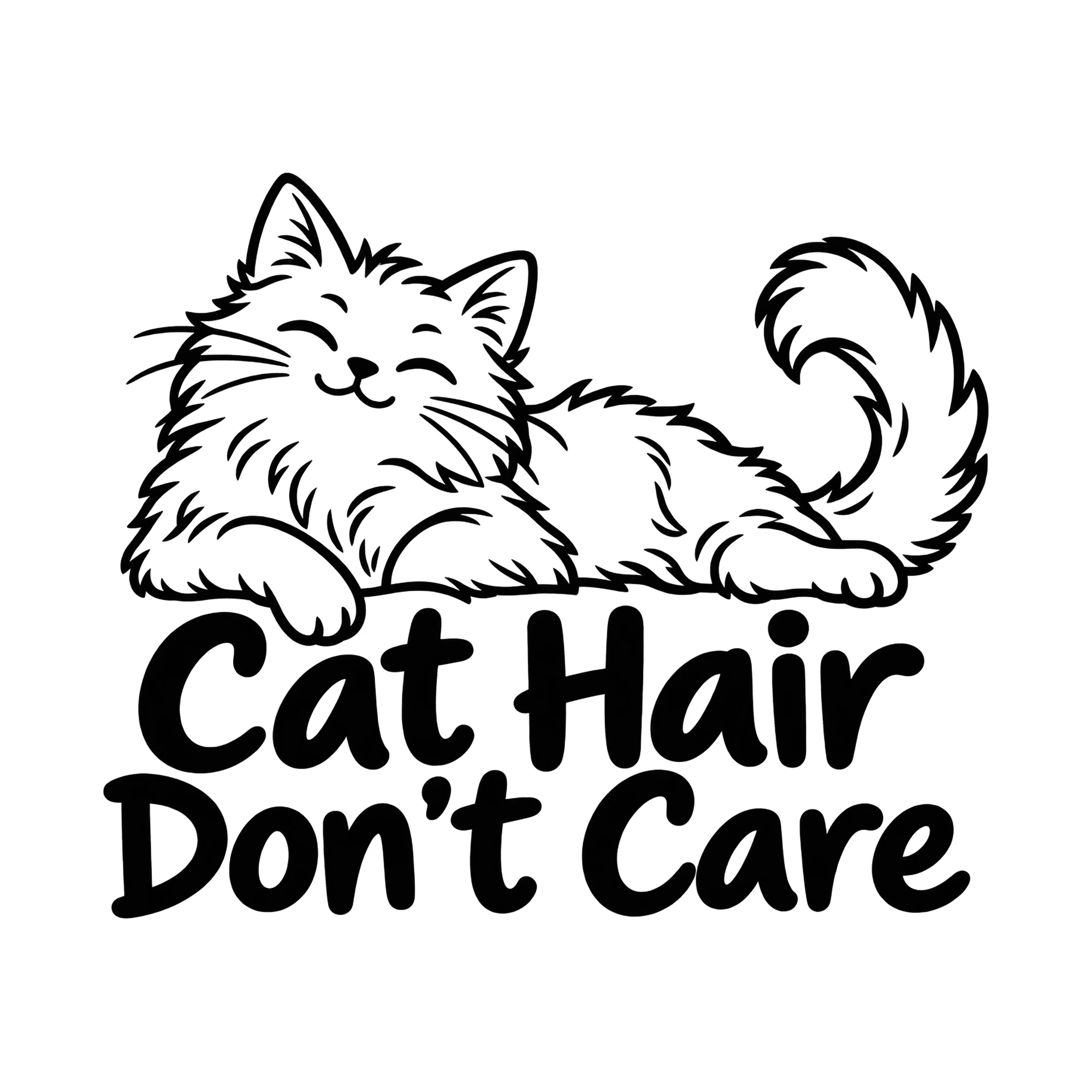 Bügelbild Cat Hair Don't Care, Tiere Shirt Spruch als Grafik auf weißem Hintergrund (BB016160)