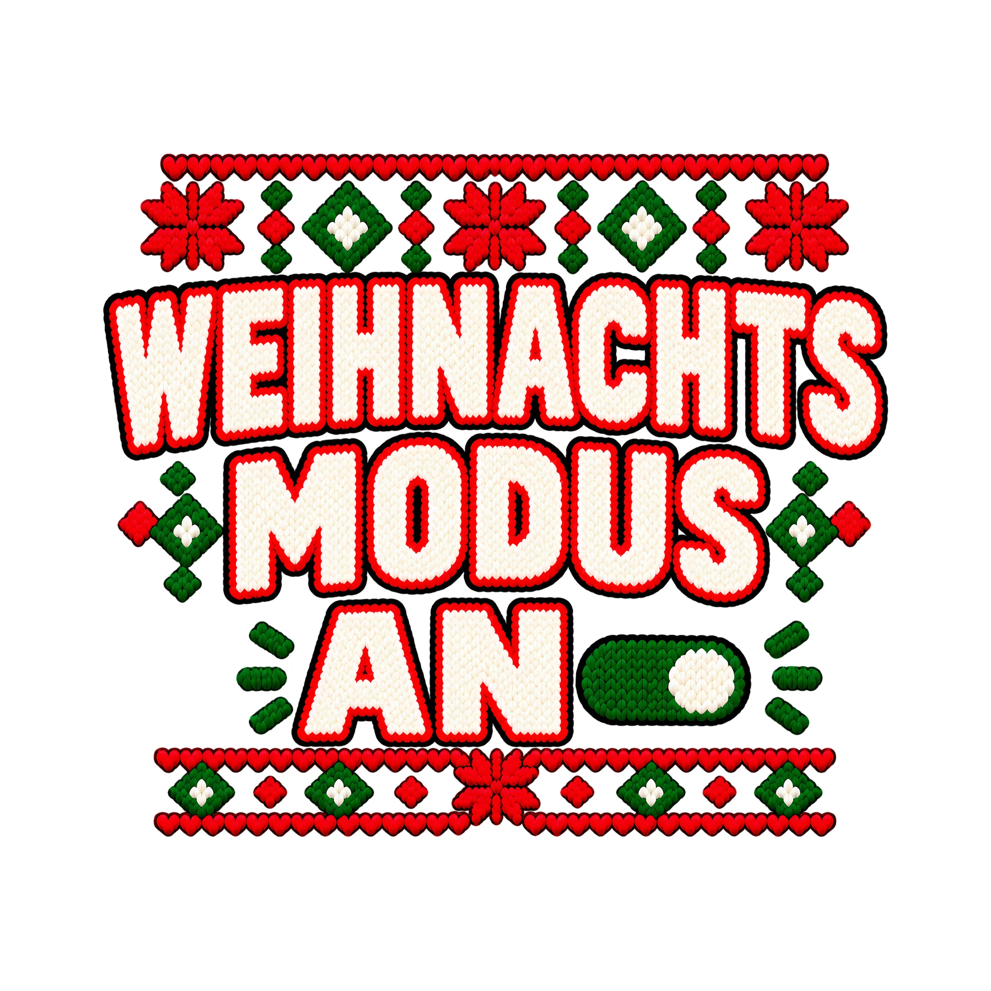 Bügelbild Weihnachtsmodus an als Grafik auf weißem Hintergrund (BB011419)