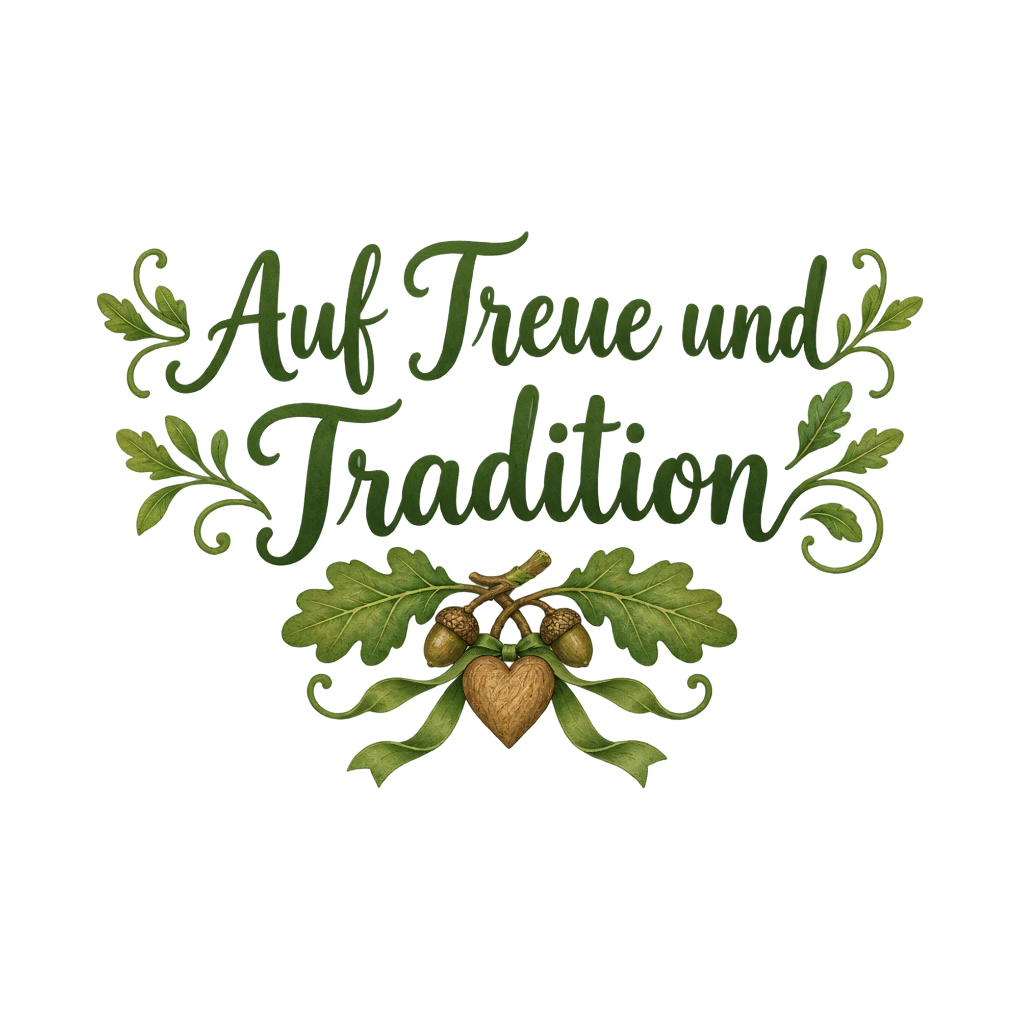 Bügelbild Auf Treue und Tradition als Grafik auf weißem Hintergrund (BB020414)