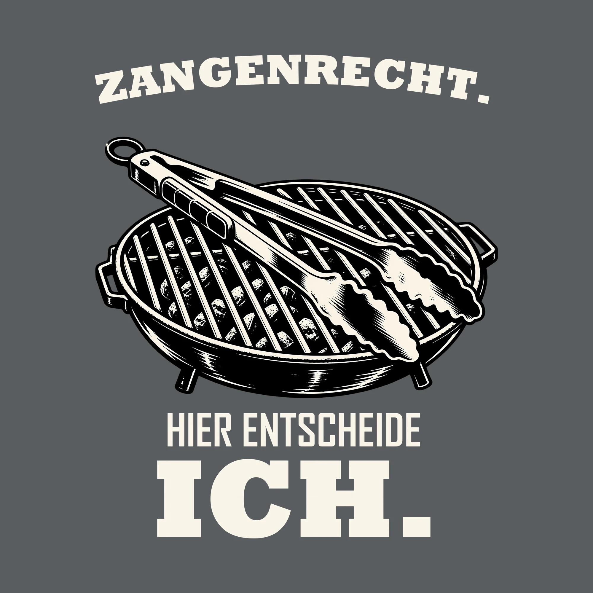 Bügelbild ZANGENRECHT. HIER ENTSCHEIDE ICH. als Grafik auf dunklem Hintergrund (BB012068)