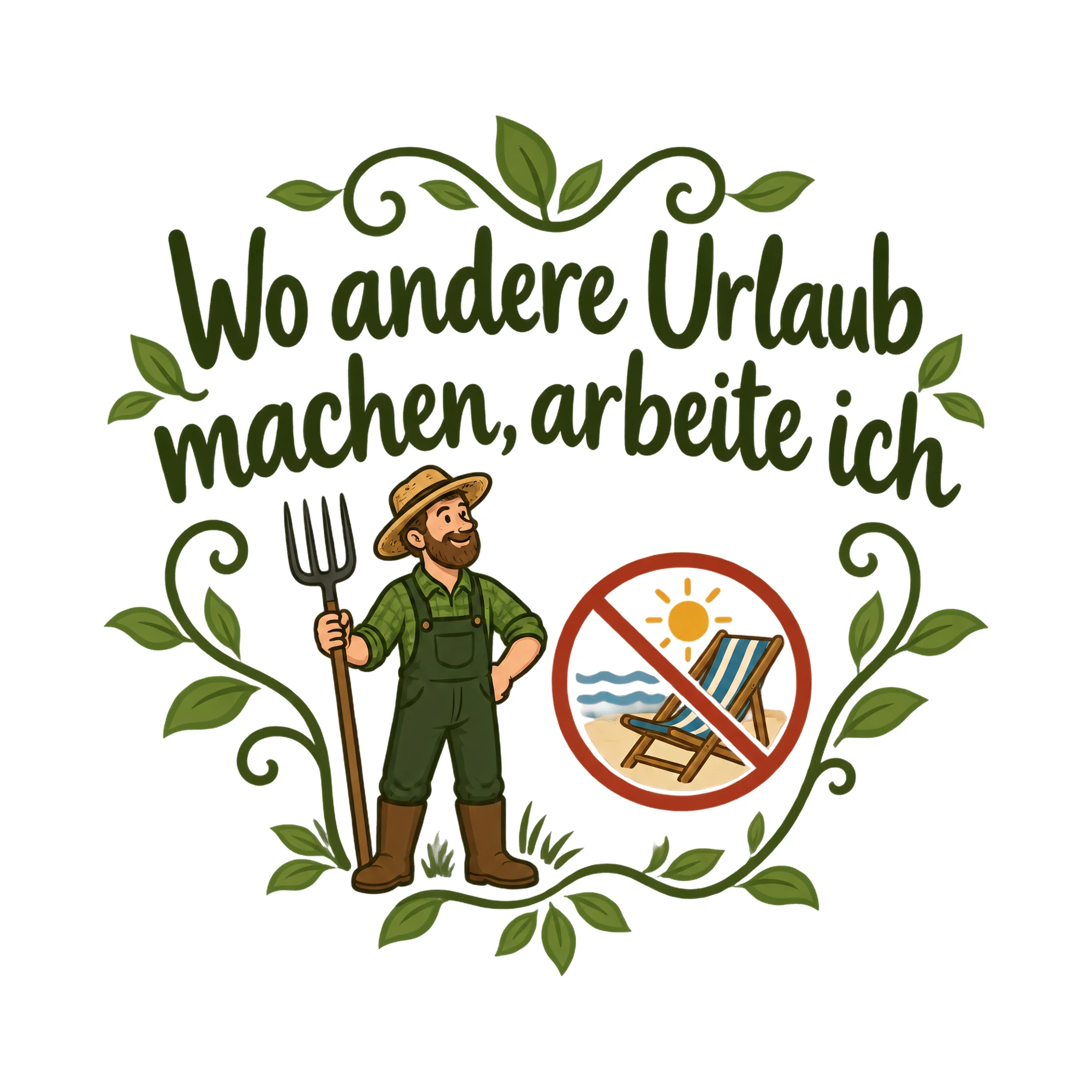 Bügelbild Wo andere Urlaub machen, arbeite ich als Grafik auf weißem Hintergrund (BB020320)