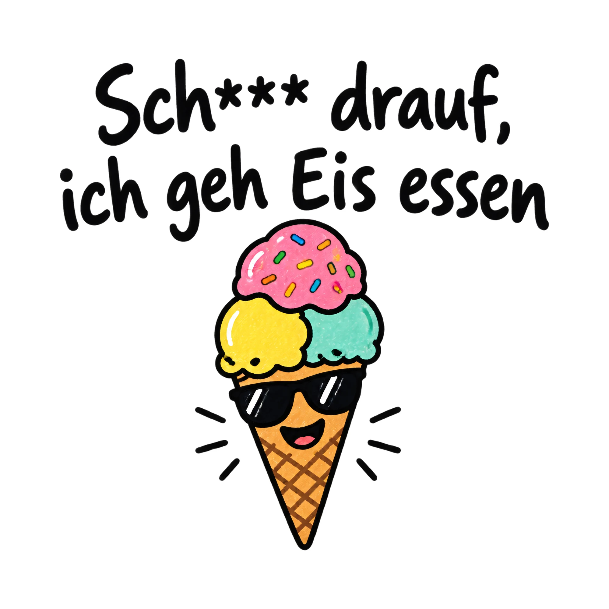 Bügelbild Sch*** drauf, ich geh Eis essen als Grafik auf weißem Hintergrund (BB019922)