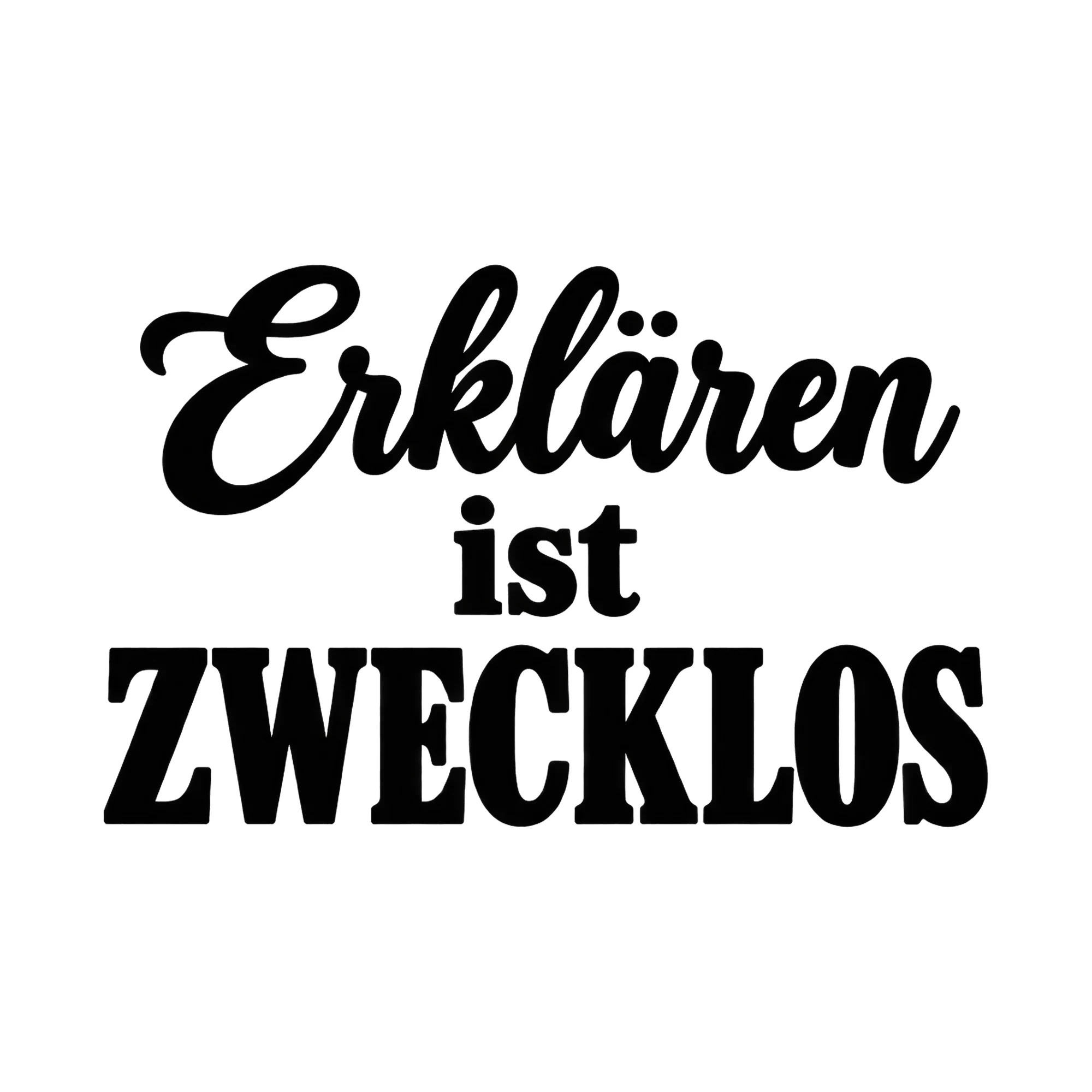 Bügelbild Erklären ist zwecklos, Lustiger Shirt Spruch als Grafik auf weißem Hintergrund (BB017167)