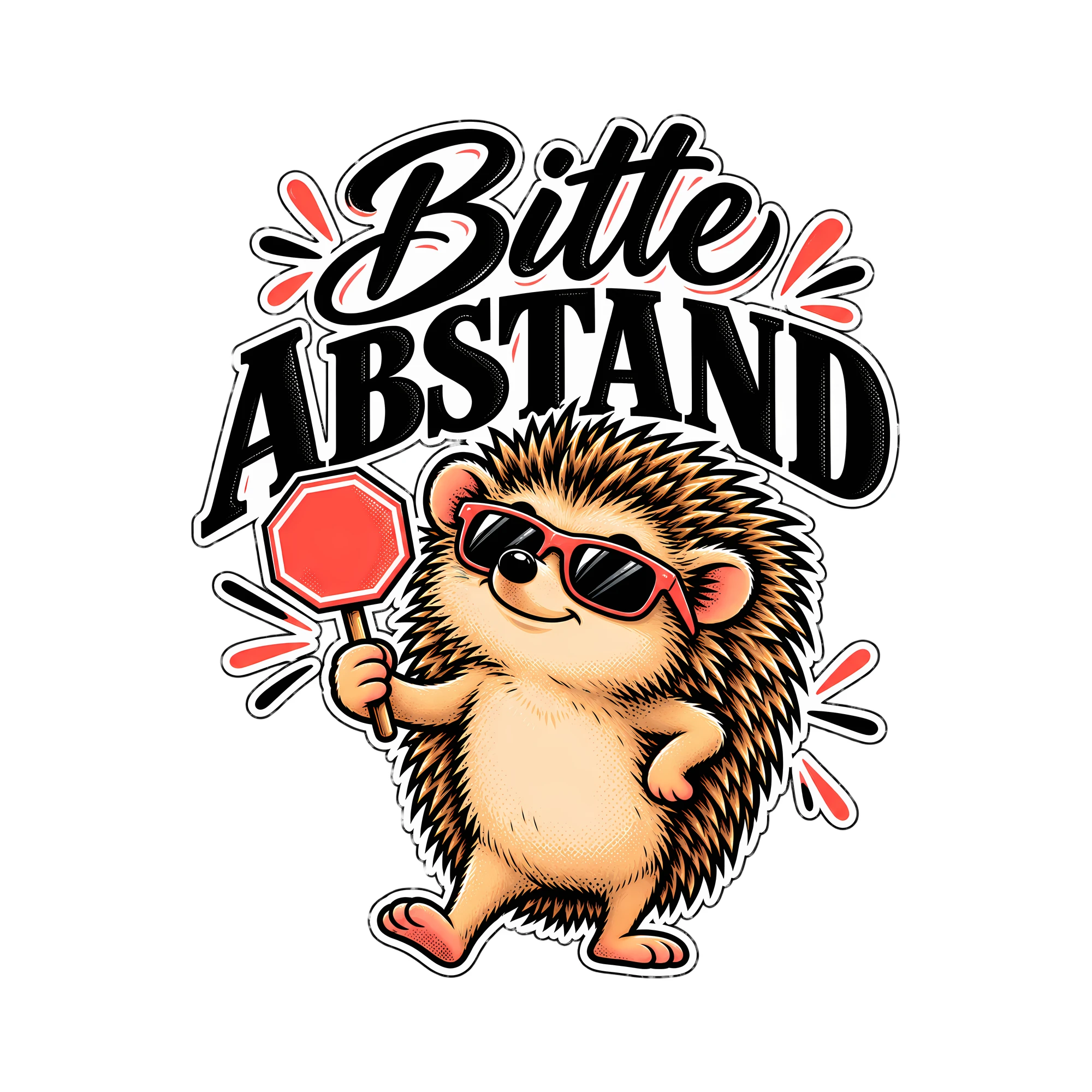 Bügelbild Bitte Abstand als Grafik auf weißem Hintergrund (BB014146)
