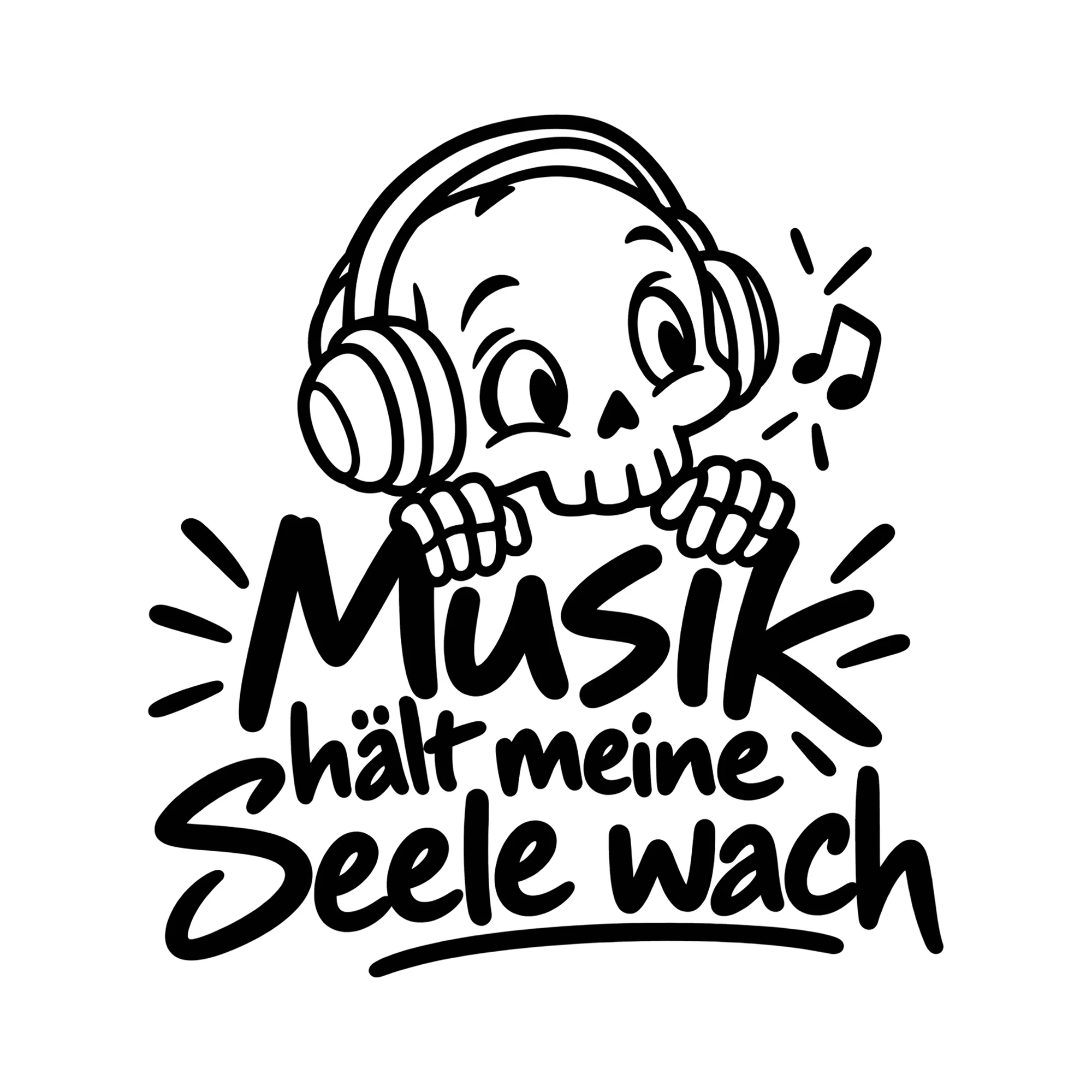 Bügelbild Musik hält meine Seele wach als Grafik auf weißem Hintergrund (BB013069)