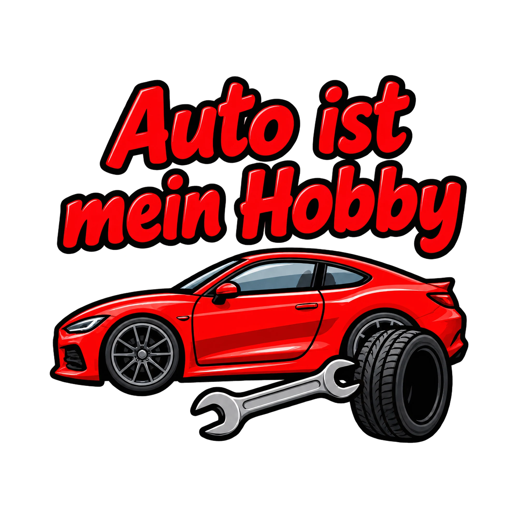 Bügelbild Auto ist mein Hobby als Grafik auf weißem Hintergrund (BB018507)