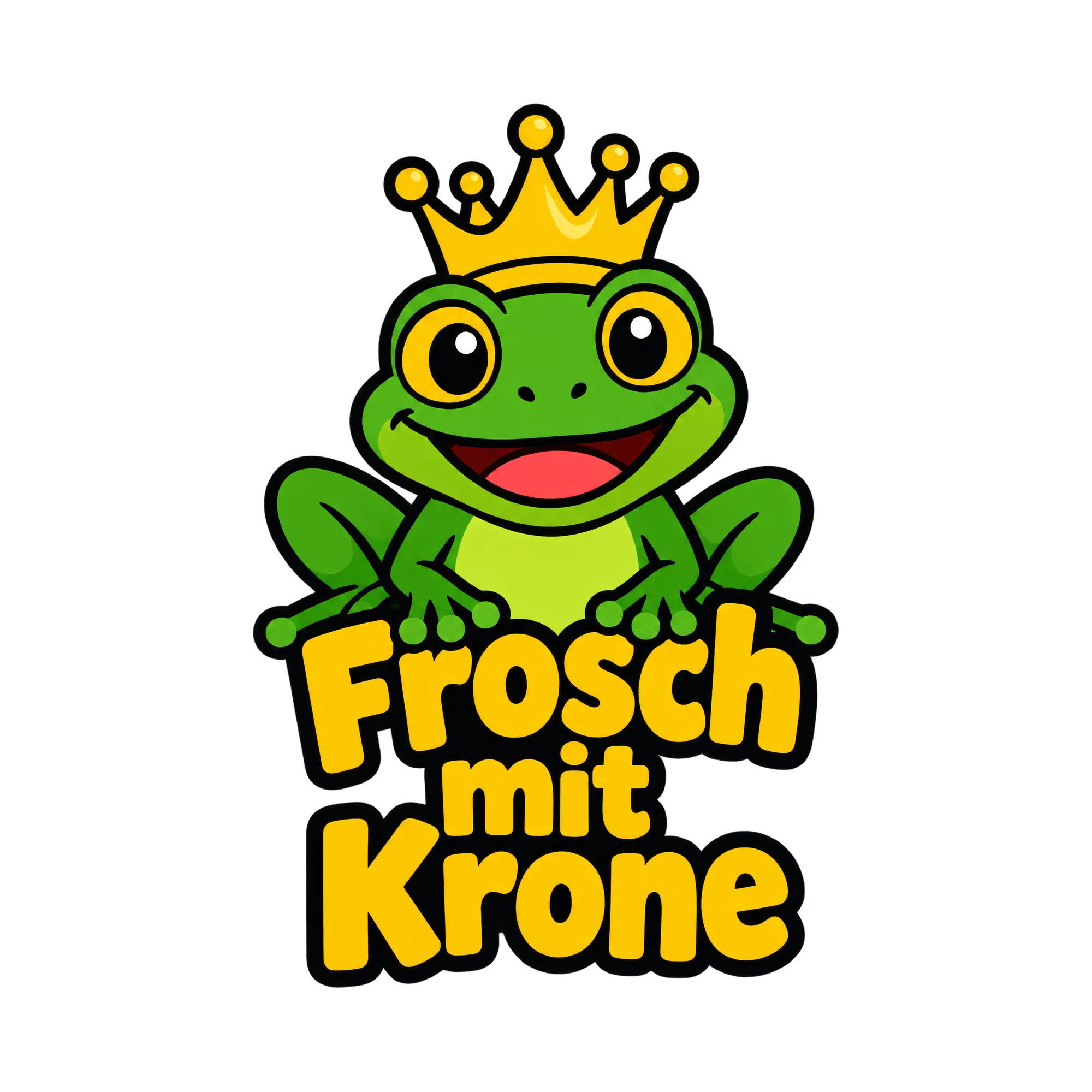 Bügelbild Frosch mit Krone als Grafik auf weißem Hintergrund (BB018591)