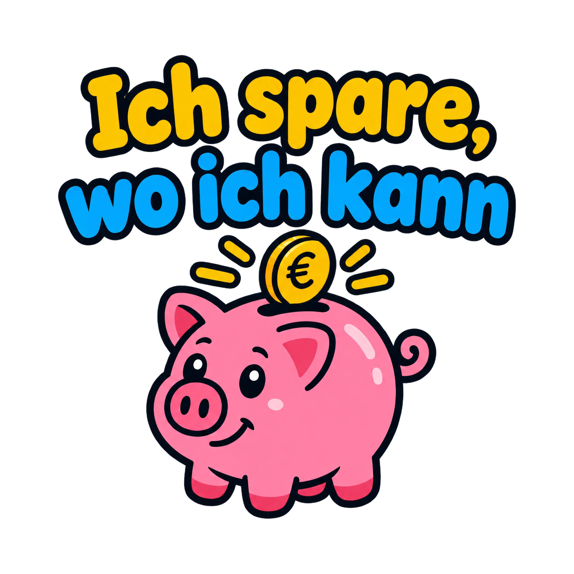 Bügelbild Ich spare, wo ich kann als Grafik auf weißem Hintergrund (BB019893)