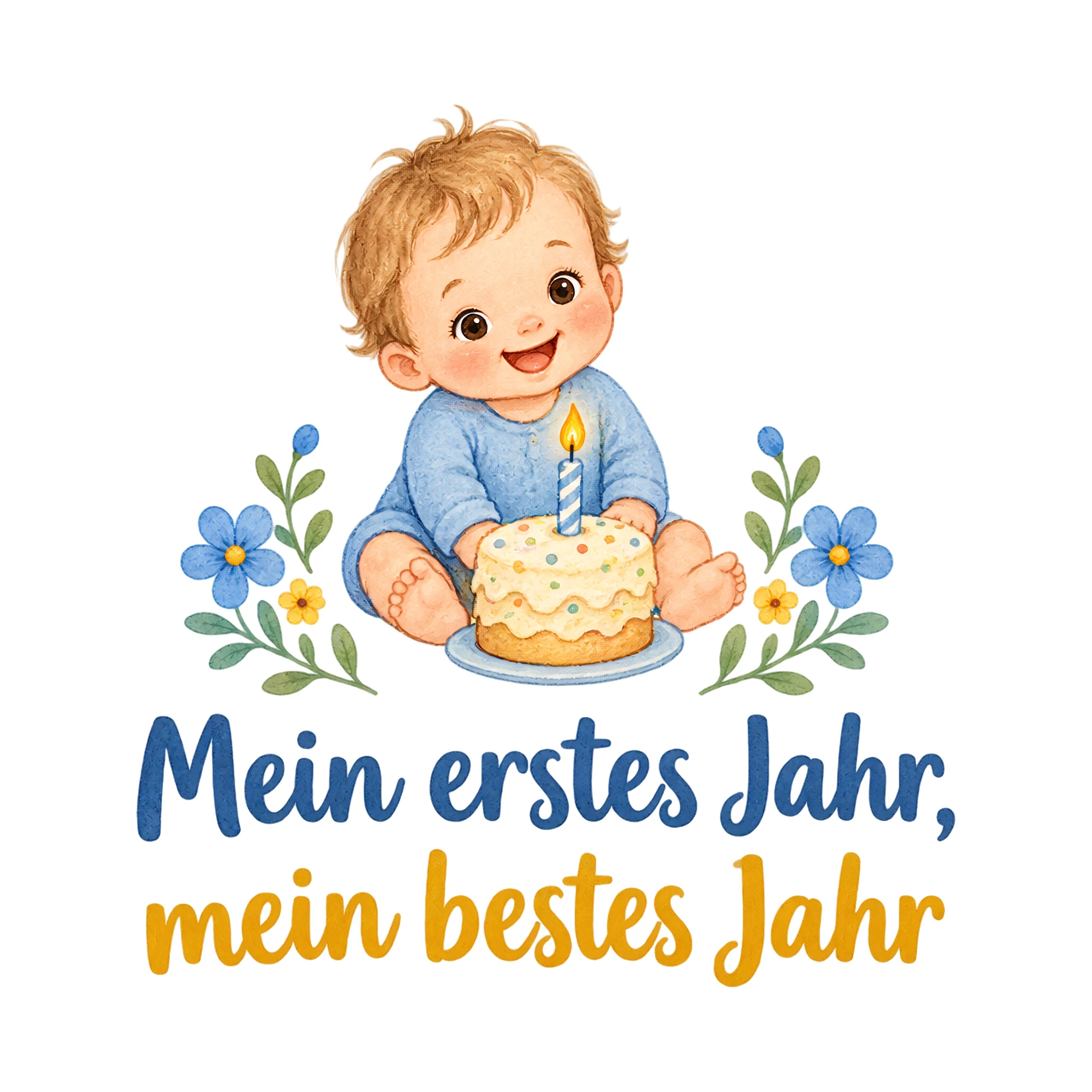 Bügelbild Mein erstes Jahr, mein bestes Jahr als Grafik auf weißem Hintergrund (BB020044)