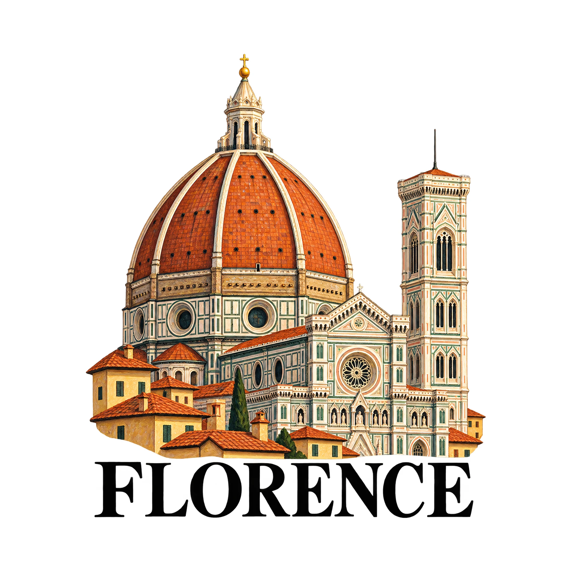 Bügelbild Florence, Urlaub Shirt Spruch als Grafik auf weißem Hintergrund (BB015383)