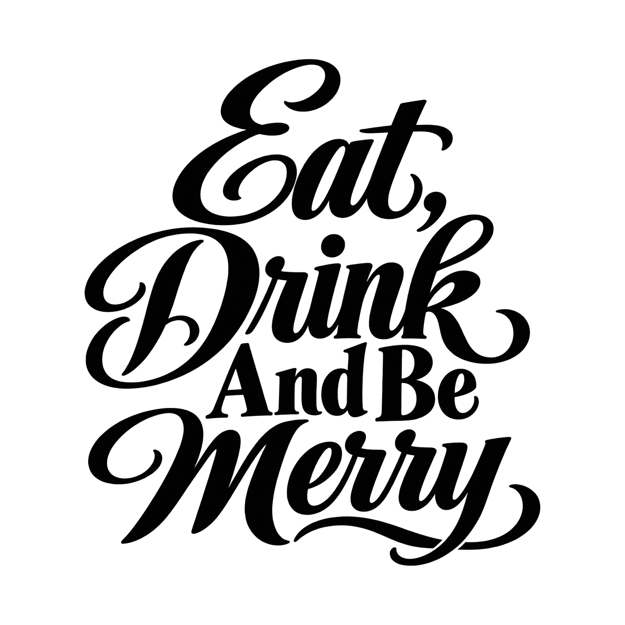 Bügelbild Eat, Drink And Be Merry, Küchen Spruch Bügelbild als Grafik auf weißem Hintergrund (BB015089)