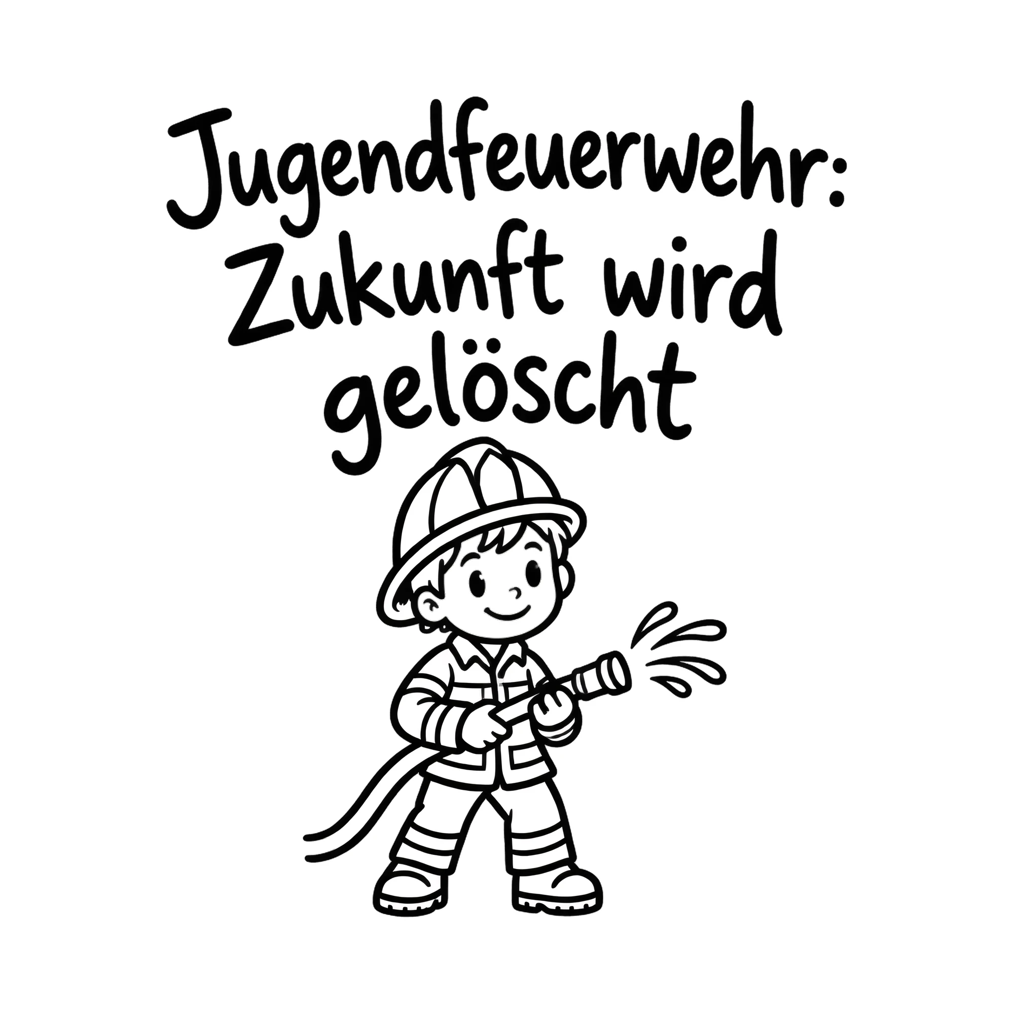 Bügelbild Jugendfeuerwehr: Zukunft wird gelöscht als Grafik auf weißem Hintergrund (BB020438)