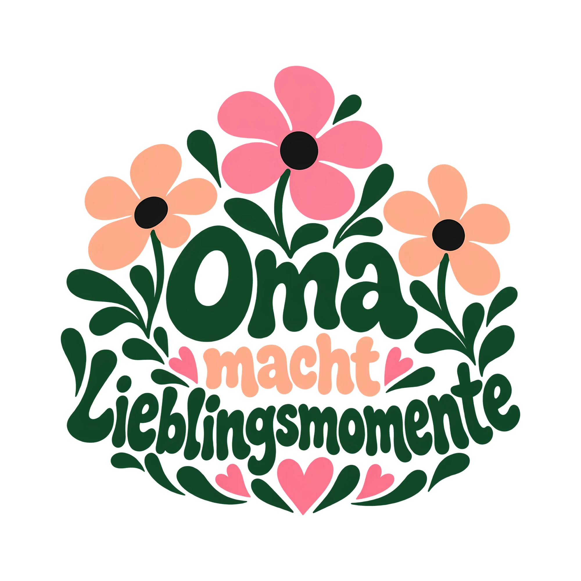 Bügelbild Oma macht Lieblingsmomente als Grafik auf weißem Hintergrund (BB012516)