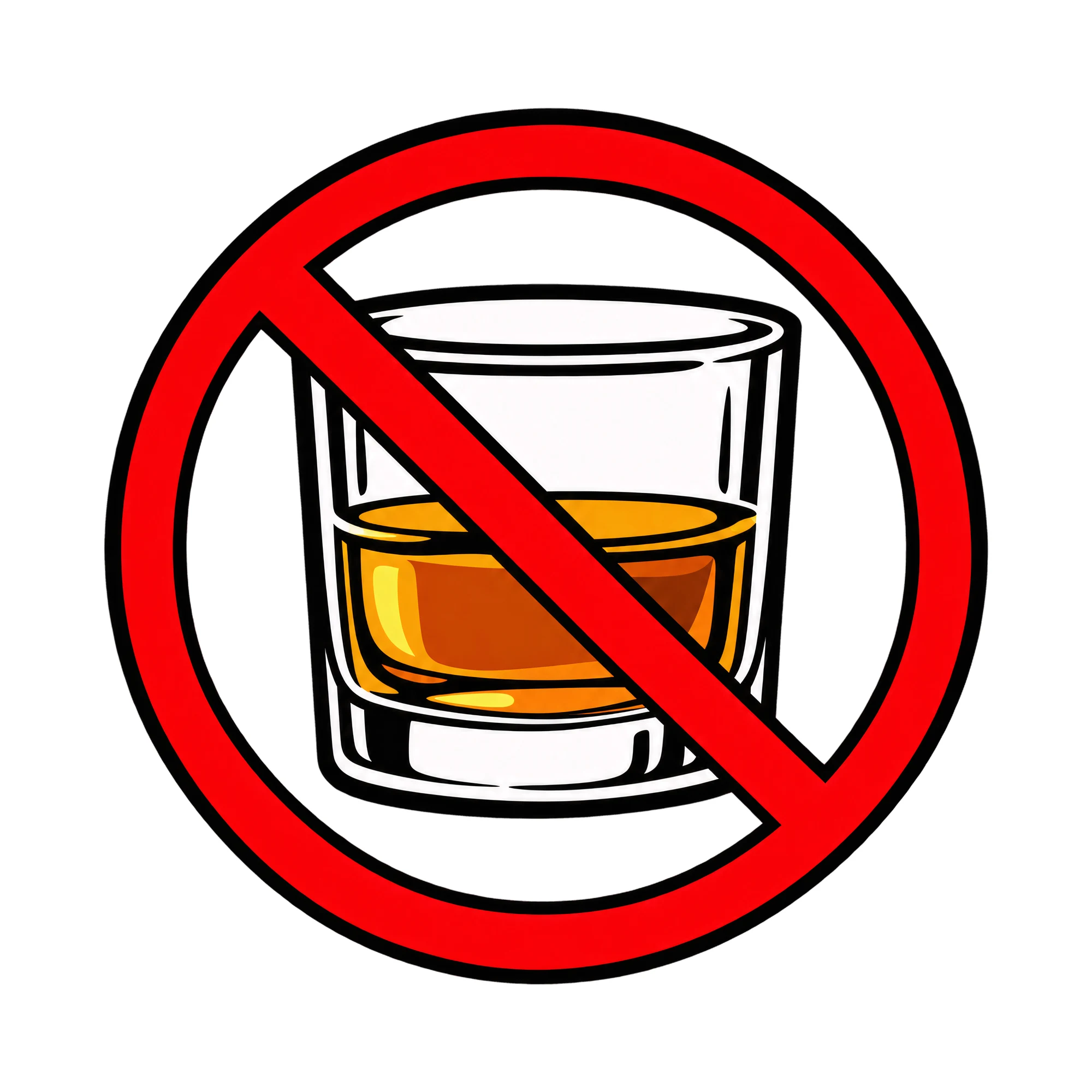 Bügelbild No Drinking Sign, Lustiger Shirt Motiv als Grafik auf weißem Hintergrund (BB015704)